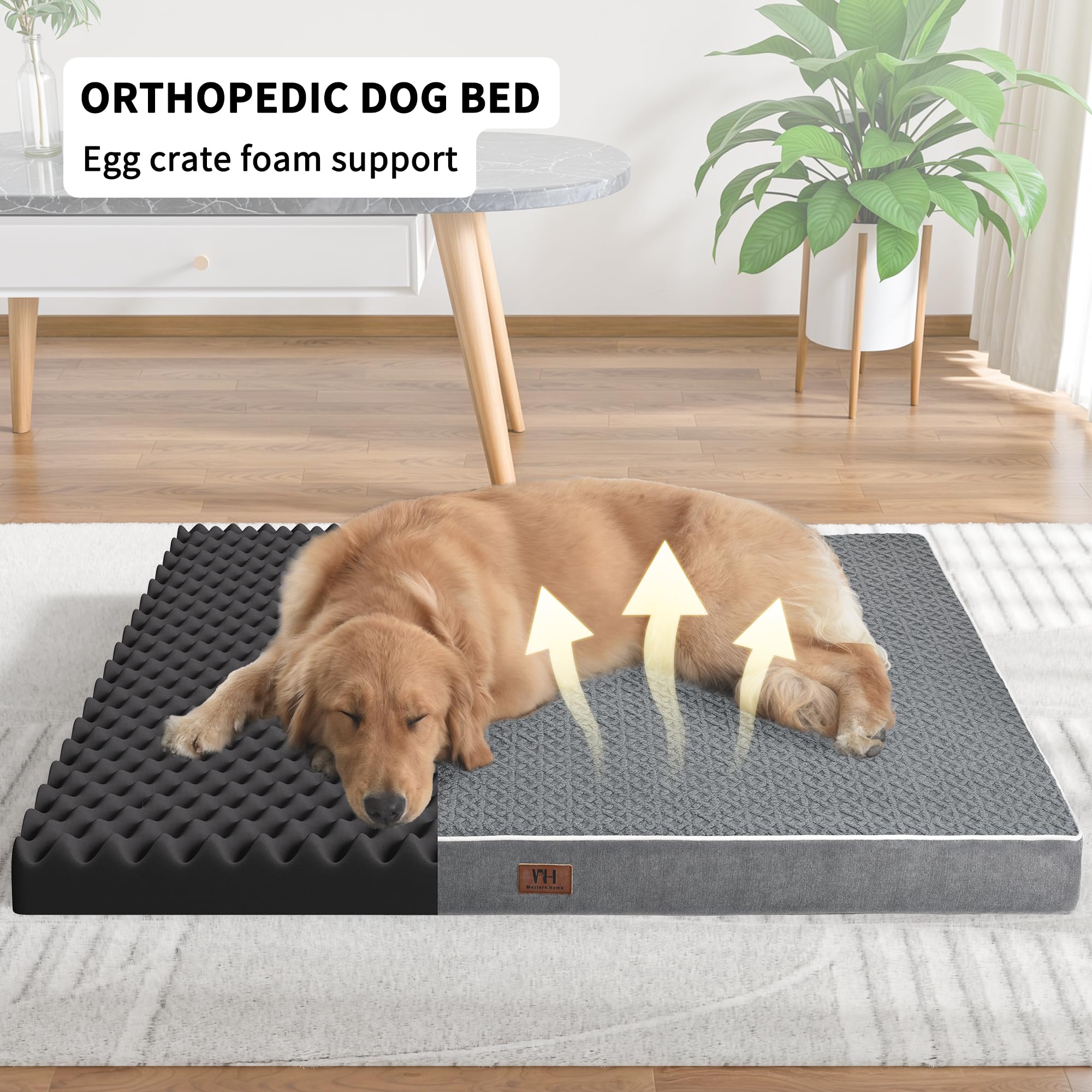 Dog Beds Large Sized Dogs,Xl Orthopedic Washable & Waterproof Dog Crate Bed, W/Removable Cover Big Plush Pet Beds Mat, Egg Crate