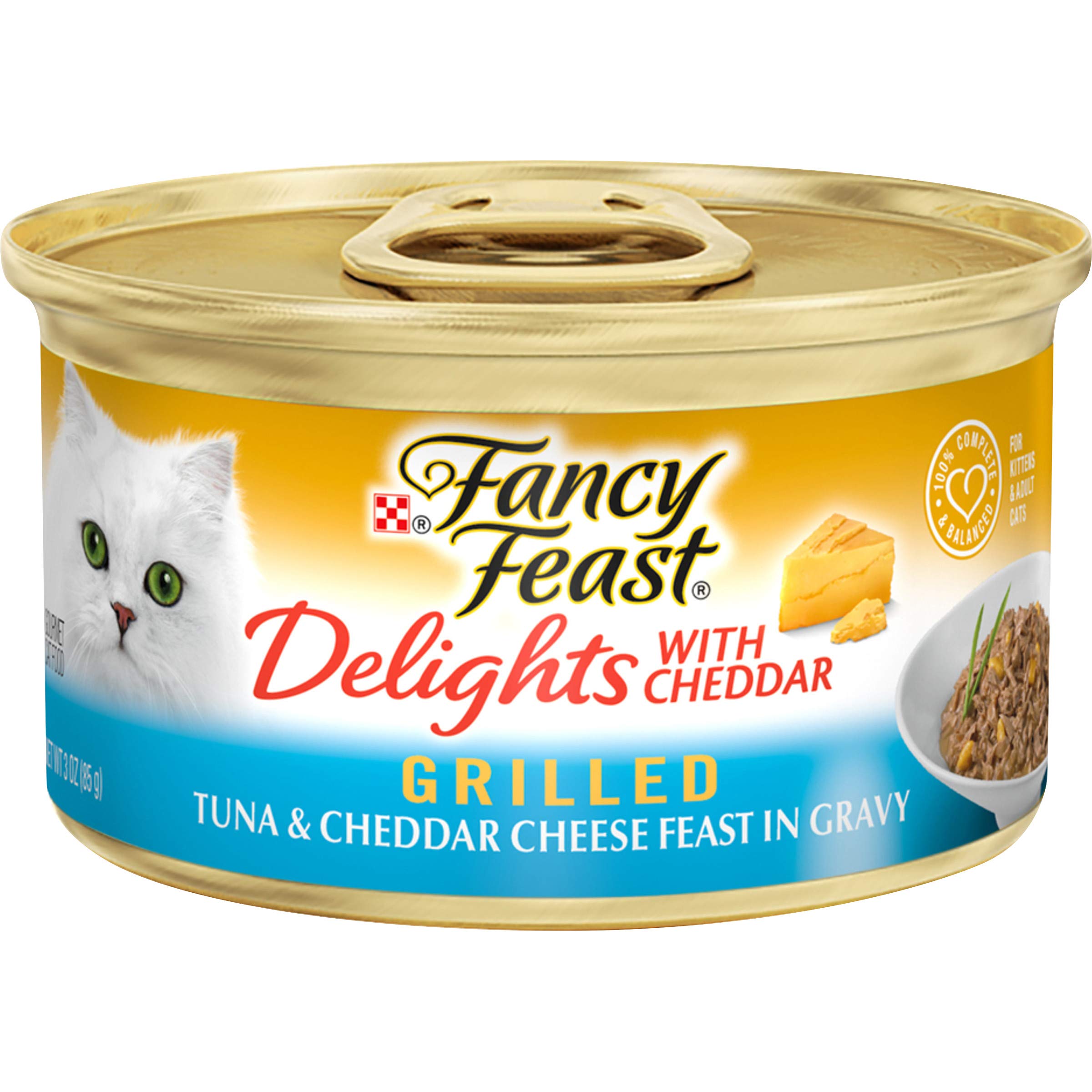 Purina Fancy Feast Delights With Cheddar Grilled Tuna and Cheddar Cheese Feast in Wet Cat Food Gravy Cat Food - (Pack of 24) 3 o
