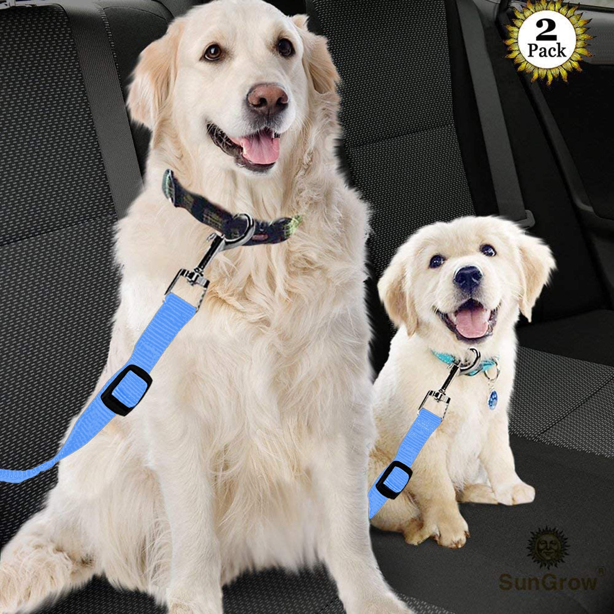 SunGrow Dog Seat Belt for Car, Adjustable Nylon Pet Seatbelt, Supports All Cars, Dog Car Leash Seat Belt, Seatbelt for Dogs, Cat