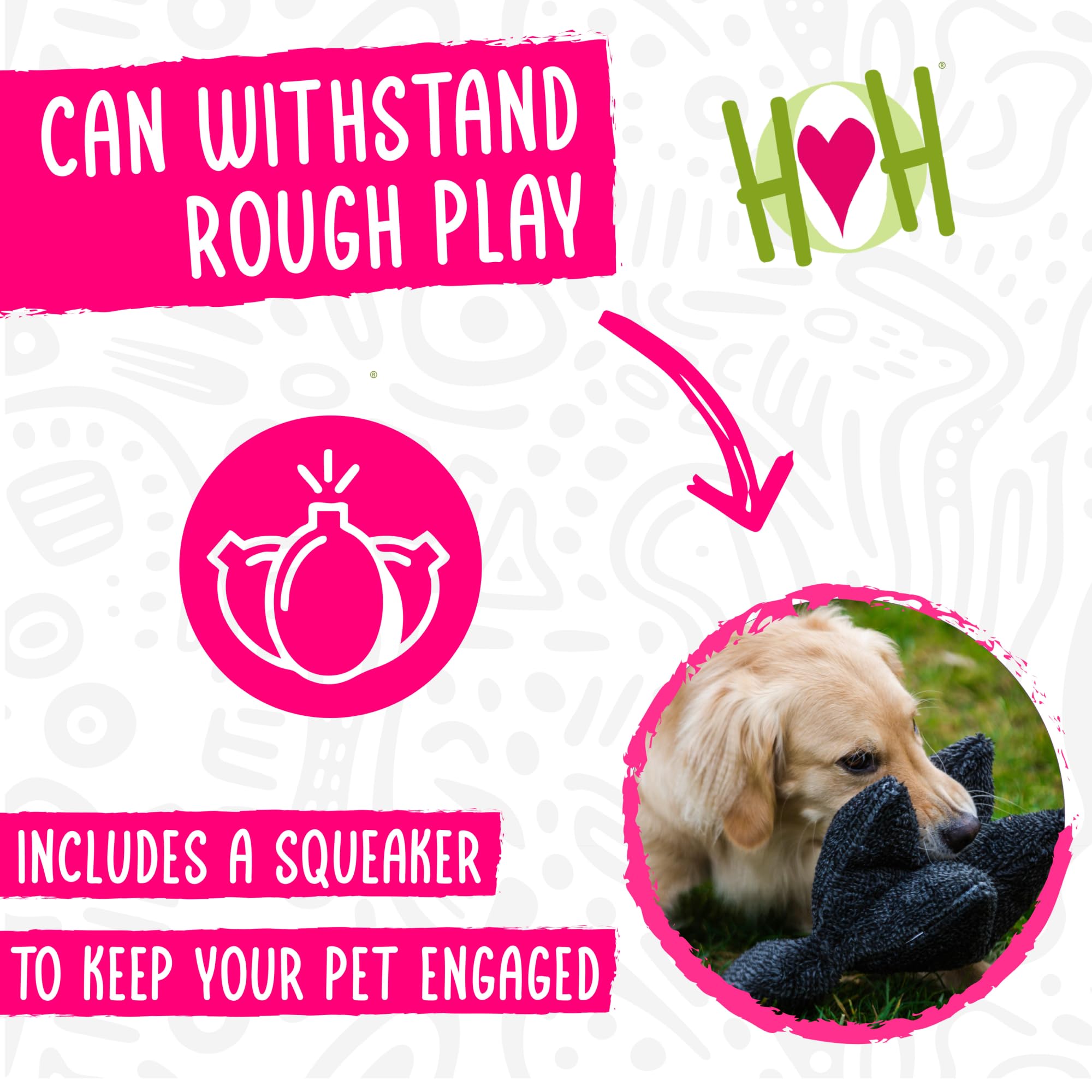 Hugglehounds Plush Dog Toys For Large Dogs & Aggressive Chewers - Squeaky Dog Toy - Soft Extra Durable Stuffed Pet Toy - Fluffy Knotless Puppy Toys - Best For All Breed | Squooshie Skunk