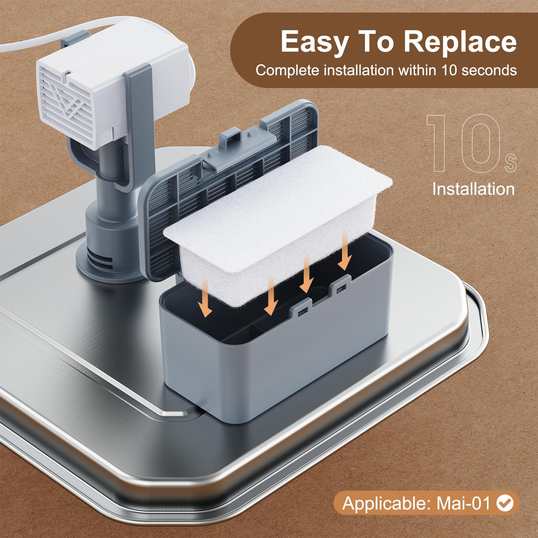 12 Cat Water Fountain Filters (8 Filters + 4 Sponges), 4 Months Of Use