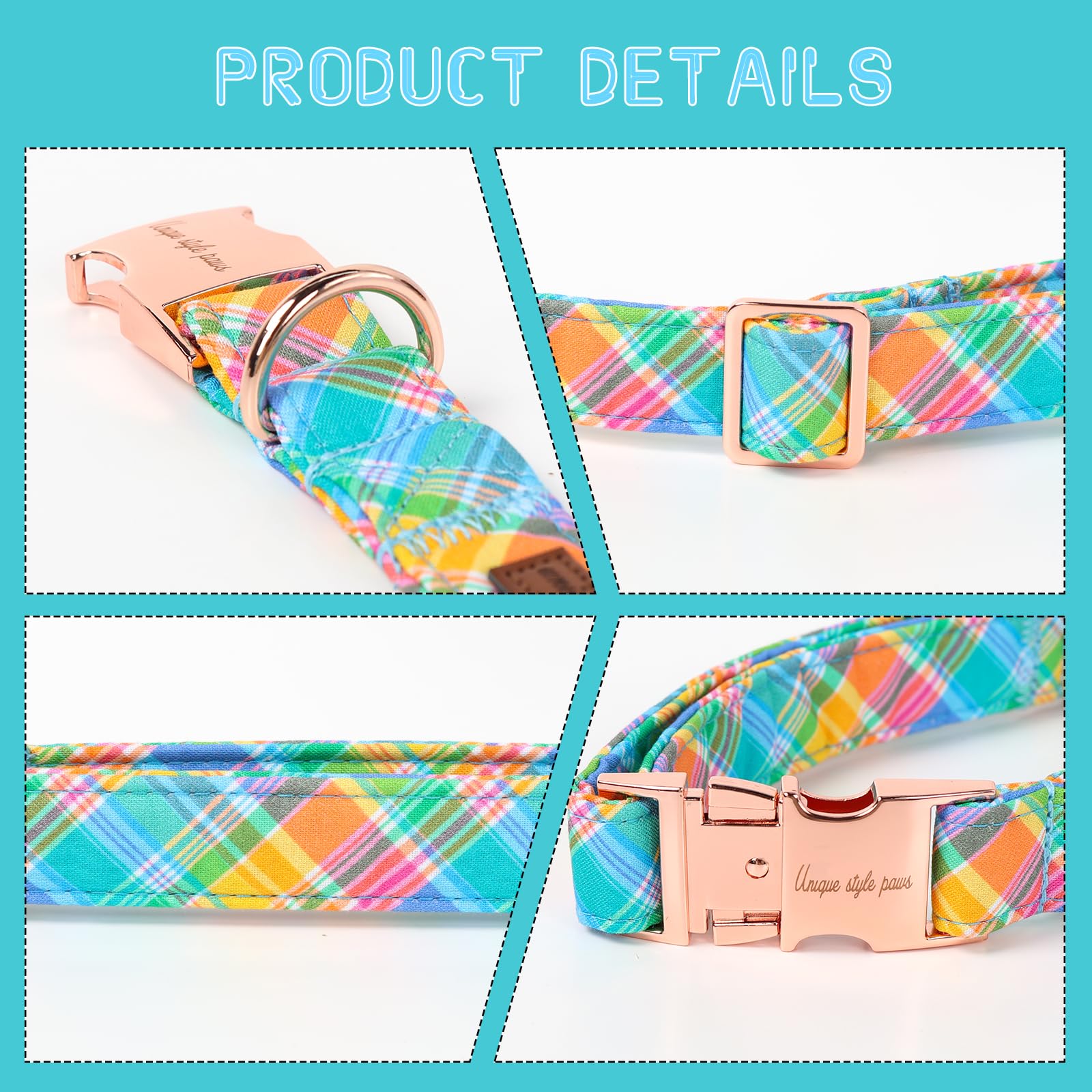 Unique Style Paws Easter Dog Collar Plastic Buckle Puppy Collar Colorful Plaid Puppy Collars For Small Medium Large Boys Girls D