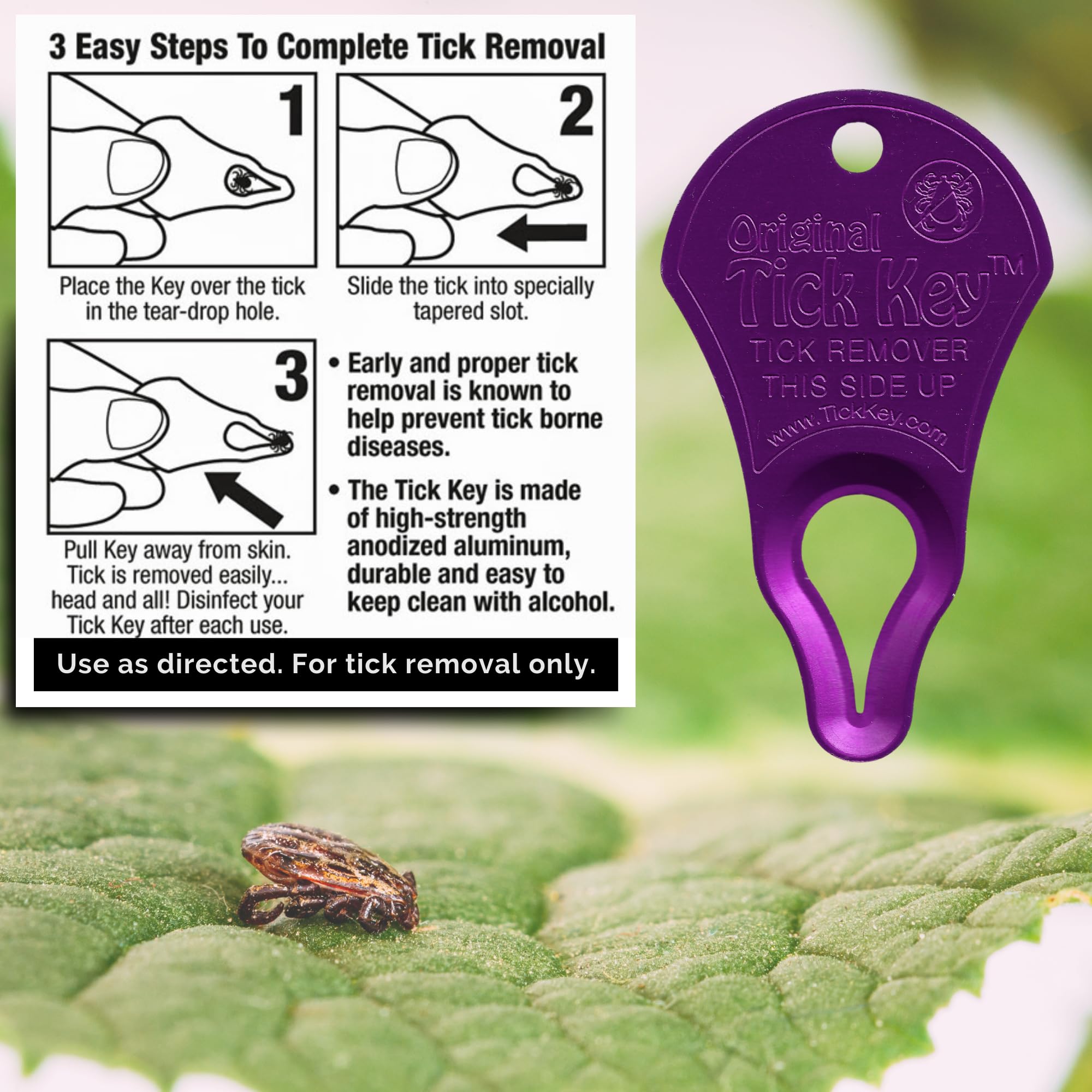 The Original Tick Key - Tick Detaching Device - Portable, Safe And Highly Effective Tick Detaching Tool (Purple)