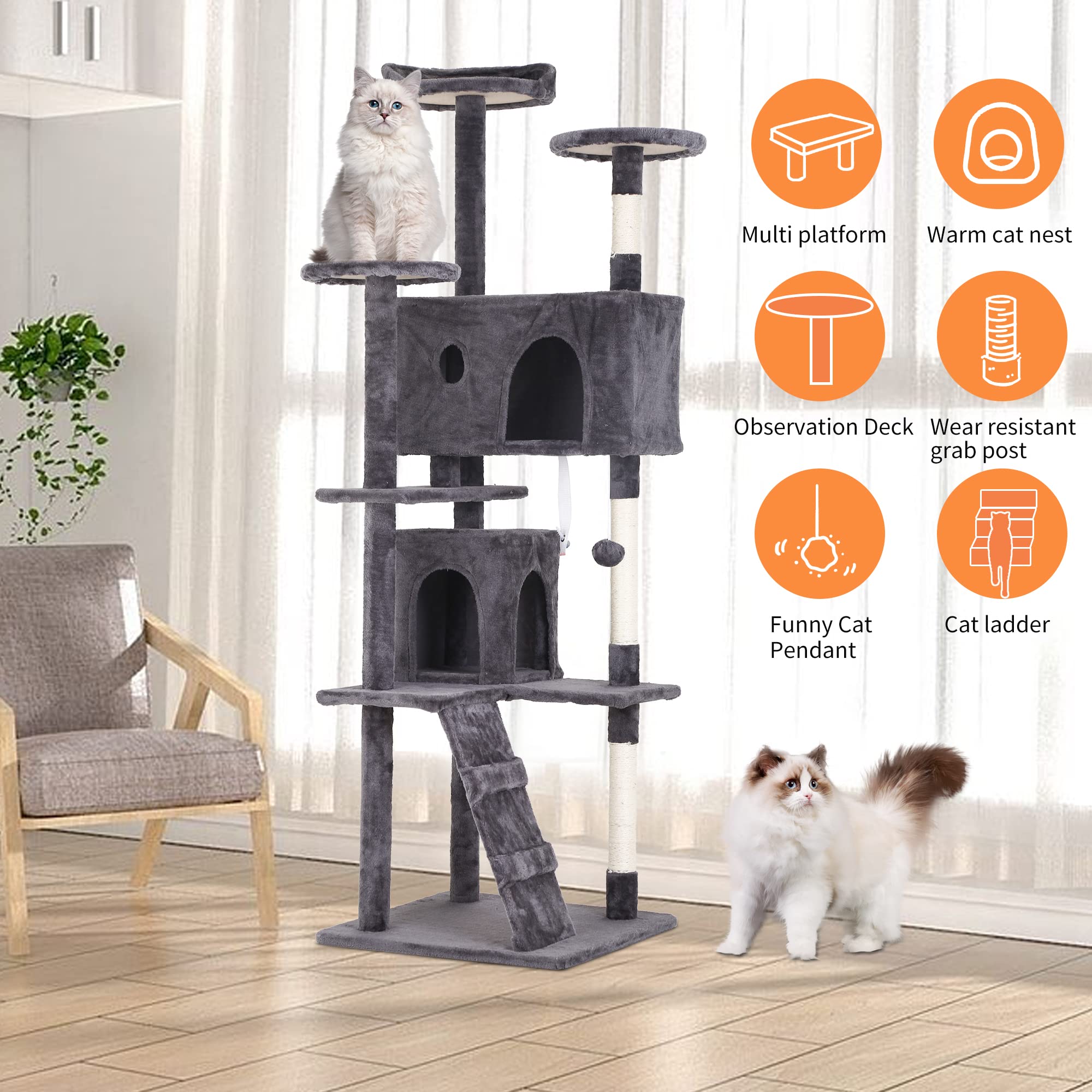 Bestpet 70In Cat Tree Tower For Indoor,Multi-Level Cat Furniture Activity Center With Scratching Posts Stand House Cat Condo Wit