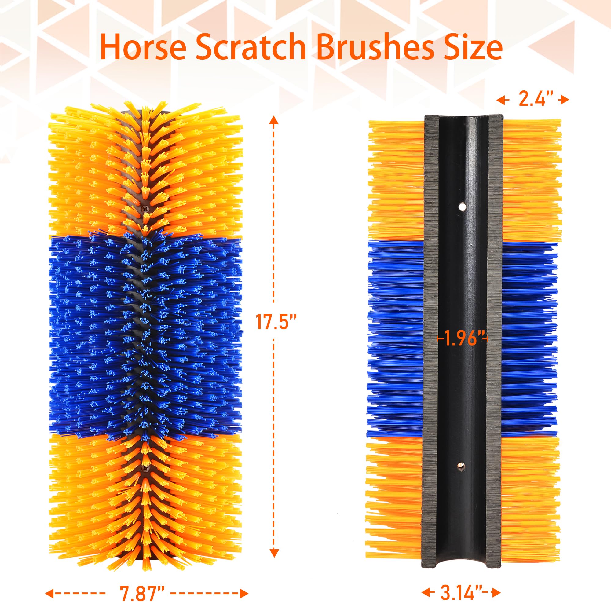 Kunbeien 2Pcs Livestock Scratch Brushes, Horse Scratcher Massage Brush Kit, Yellow