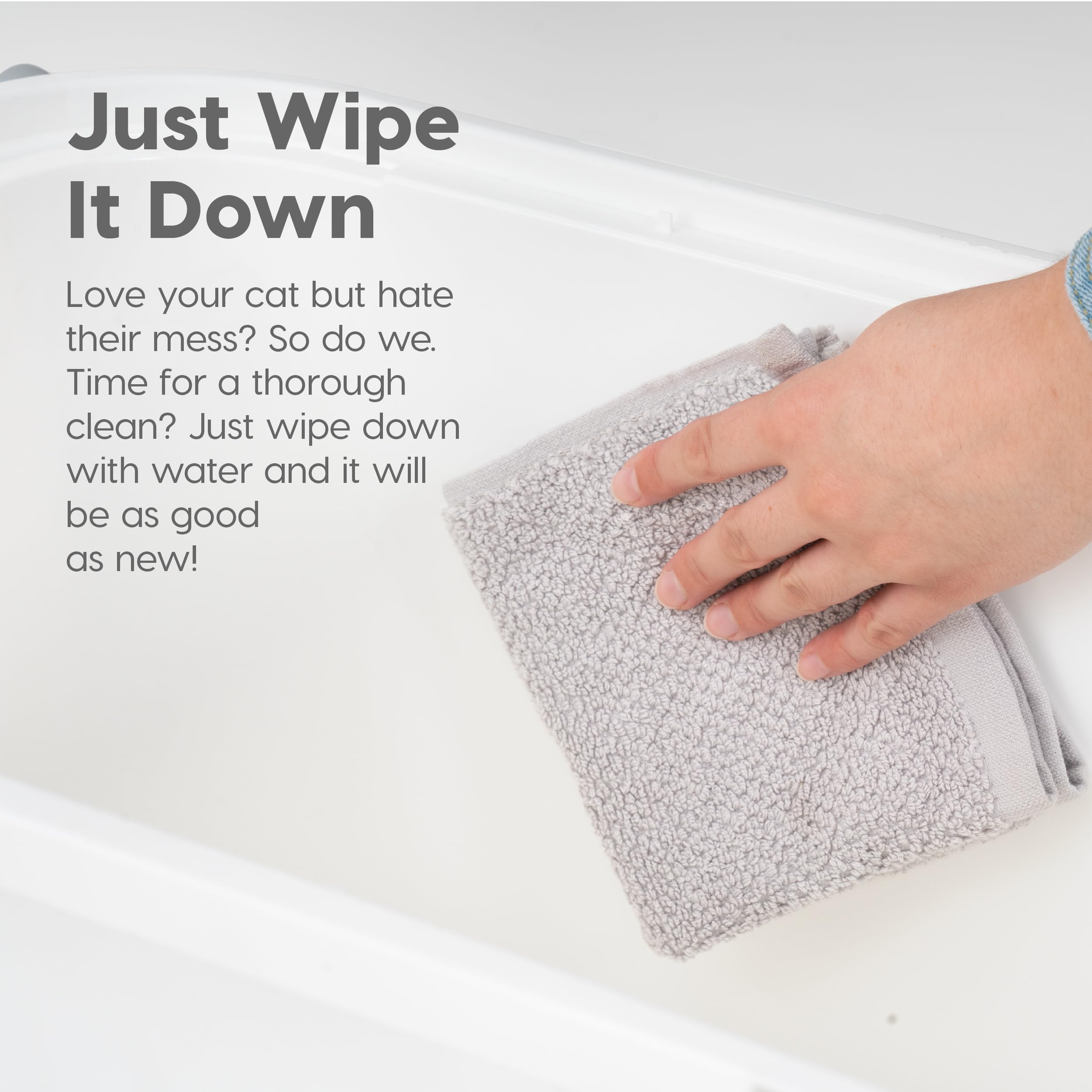 Iris Usa Cat Litter Box, Top Entry Litter Box With Scoop, Large Cat Litter Box Enclosure, Kitty Litter Box, Litter Box With Litter Catching Lid, White/Gray