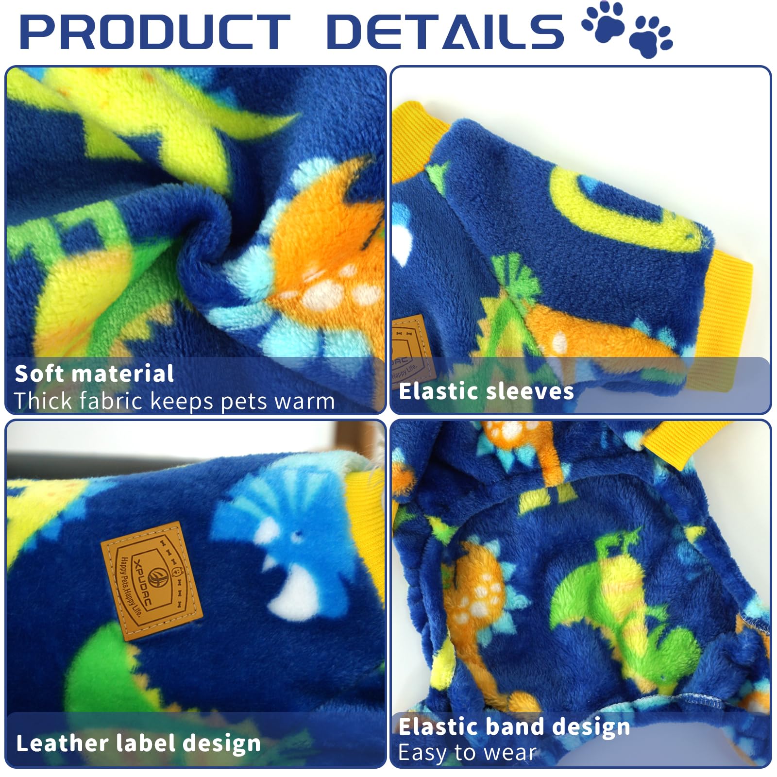 XPUDAC Dog Pajamas Fleece Dog Sweaters for Small Medium Dogs Girl Boy Soft Warm Winter Dog Clothes for Doggie Winter Christmas(X