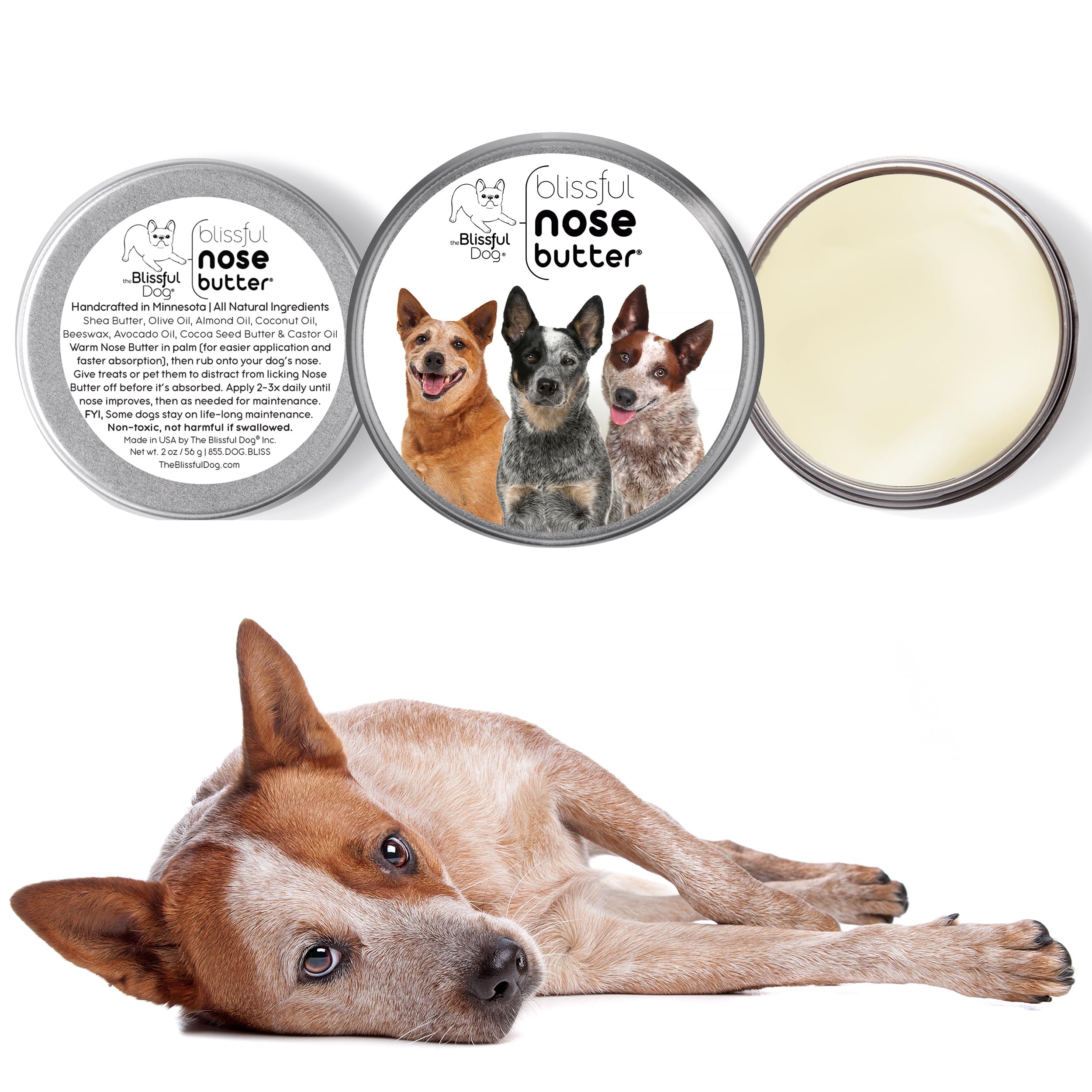 The Blissful Dog Australian Cattle Dog Unscented Nose Butter - Dog Nose Butter, 4 Ounce