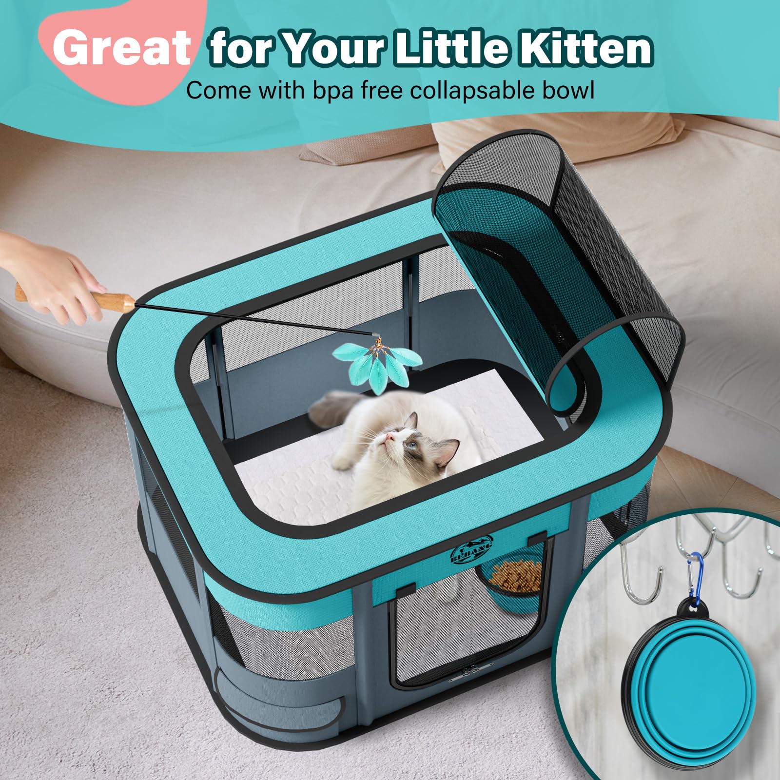 Puppy Playpen Cat Dog Crate: Play Pen Indoors Pet Playpens Portable Foldable Cage Kennel House For Medium Small Large Kitten Rab