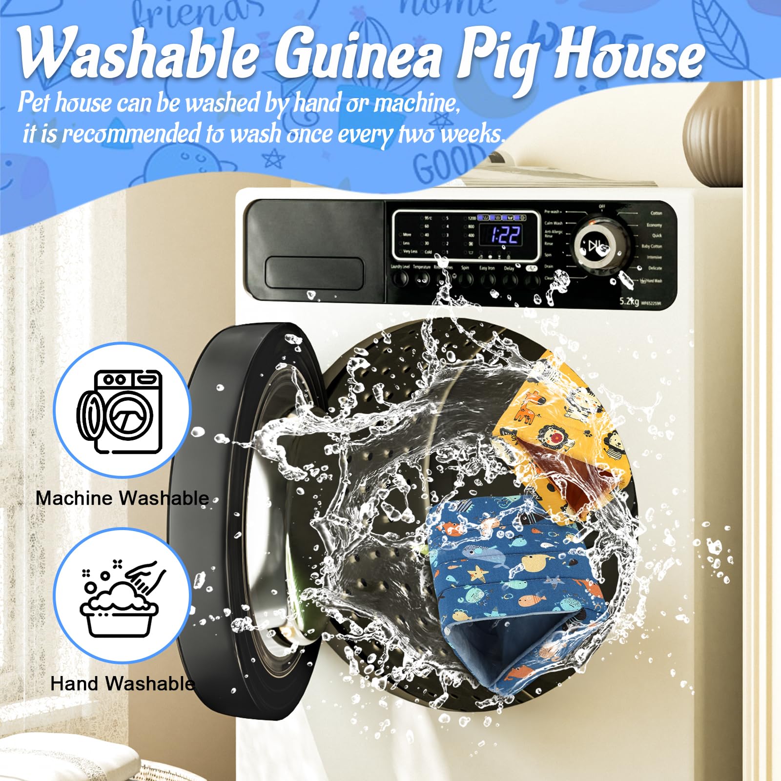 Yuepet 2 Pack Guinea Pig Bed - Washable Guinea Pig Hideout And House Small Animal Hideout Cage Accessories For Guinea Pigs Chinc