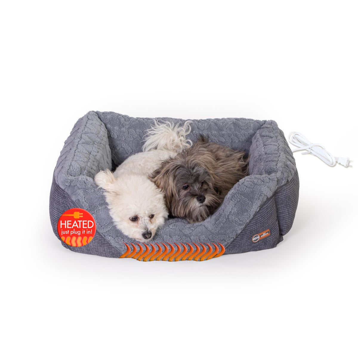 K&H Pet Products Thermo-Pet Lounge Sleeper Indoor Heated Pet Bed for Dogs & Cats, Bolstered Warm Calming Pillow Bed for Multiple