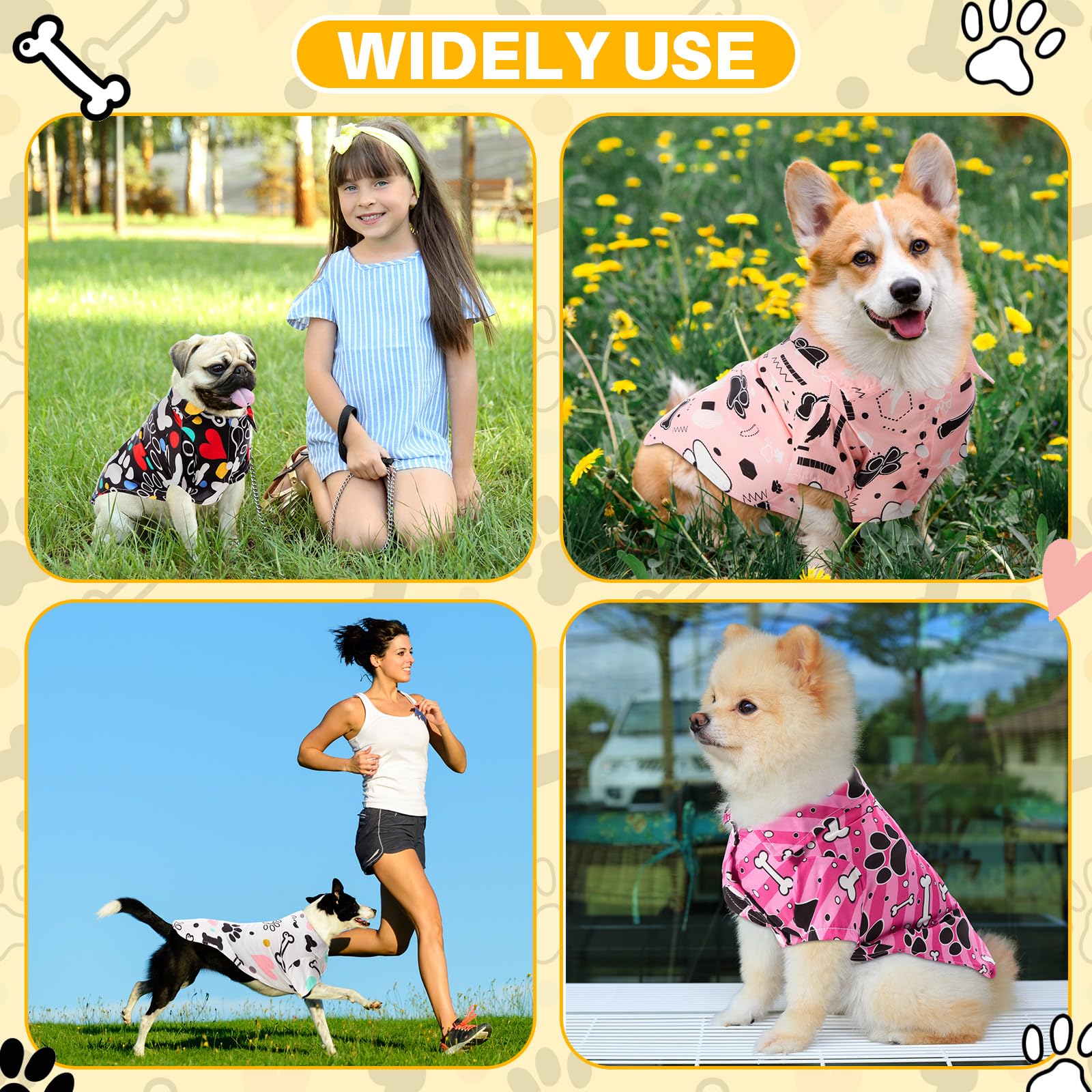 Weewooday 4 Pieces Pet Summer T-Shirts Hawaii Style Floral Pet Dog Shirt Breathable Cool Clothes Beach Seaside Puppy Sweatshirt