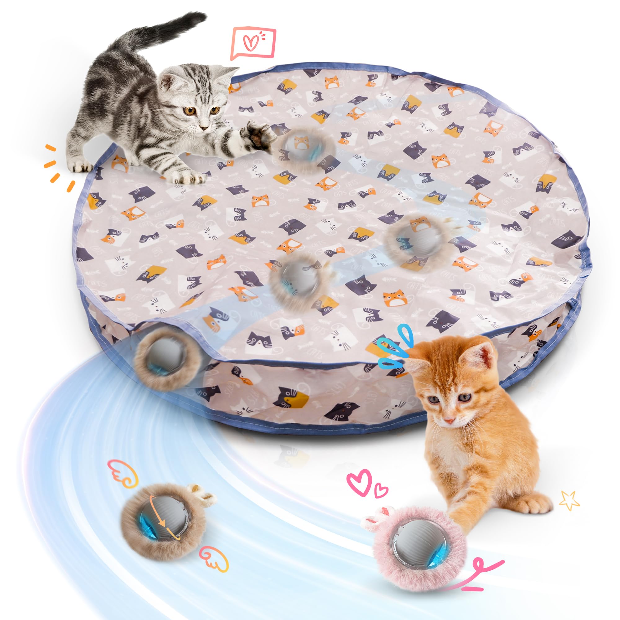 Lanfee Interactive Cat Toys For Indoor Cats, Automatic Motion Activated Moving Ball Hide And Seek Game For Indoor Exercise Kicke