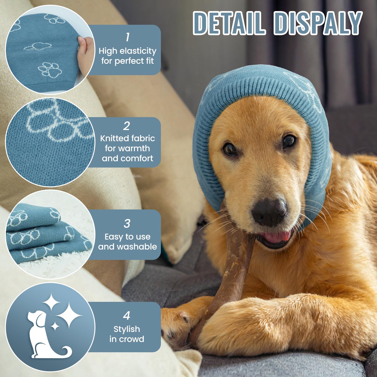 Nanaki Dog Hats Dog Calming Hoodie Dog Ear Covers Dog Head Cover Dog Ear Protector Hematomas Ear Wraps For Dogs No Shake Ear Wra