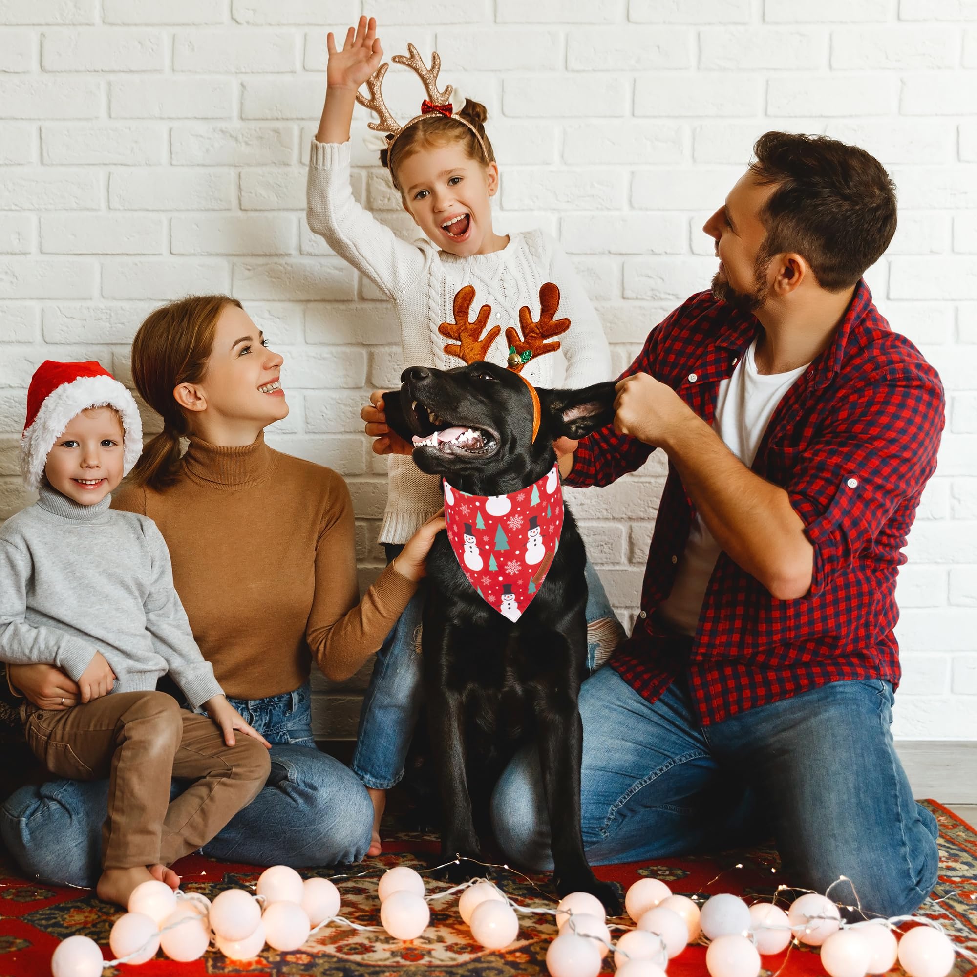 ADOGGYGO Christmas Dog Bandana, Snowman Santa Pet Scarf, Premium Durable Fabric, Adjustable Fit Christmas Bandanas for Medium La