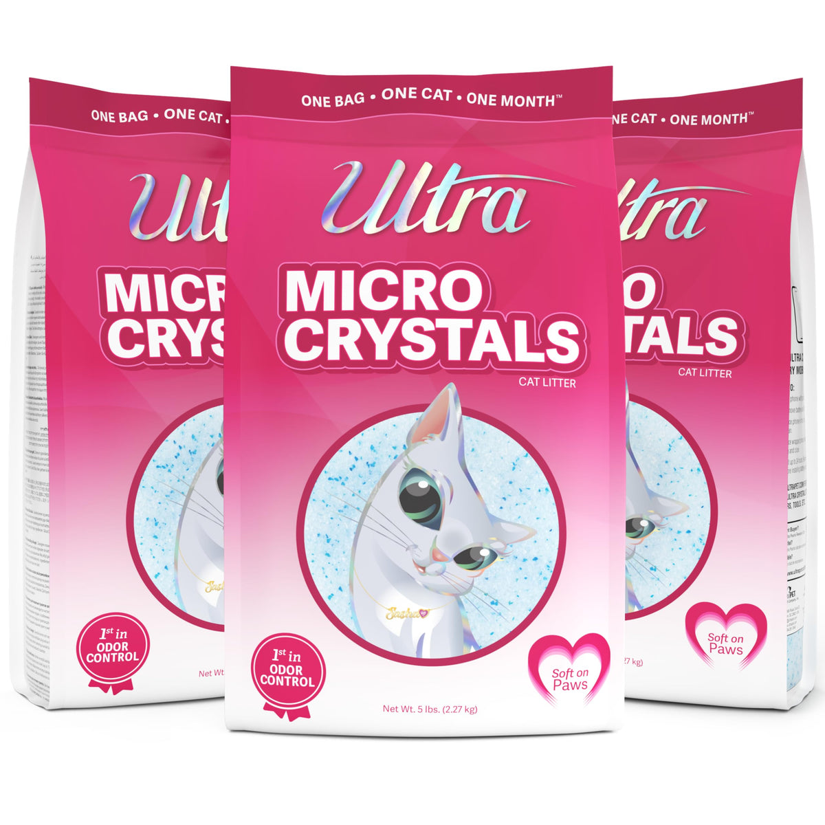 Ultra Micro Crystals Premium Cat Litter - 99.9% Dust Free, Soft On Paws, Fragrance Free - 15 Lbs. Total (3Pk Of 5 Lbs.)