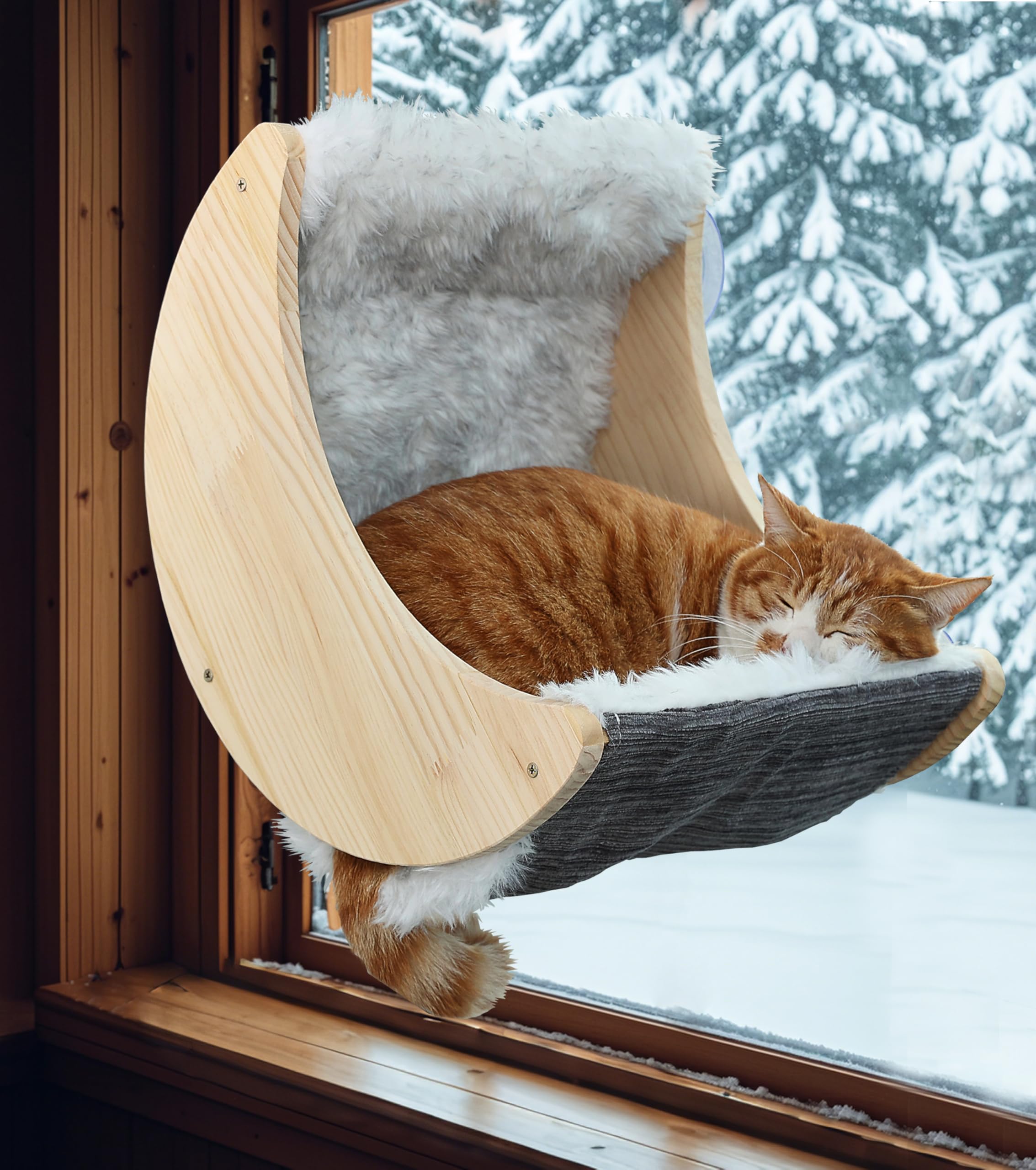 Window Cat Beds With Ultra Plush Hammock, Moon Shelves Mounted With Strong Suction Cups, Cat Window Seat For Overlooking And Sun