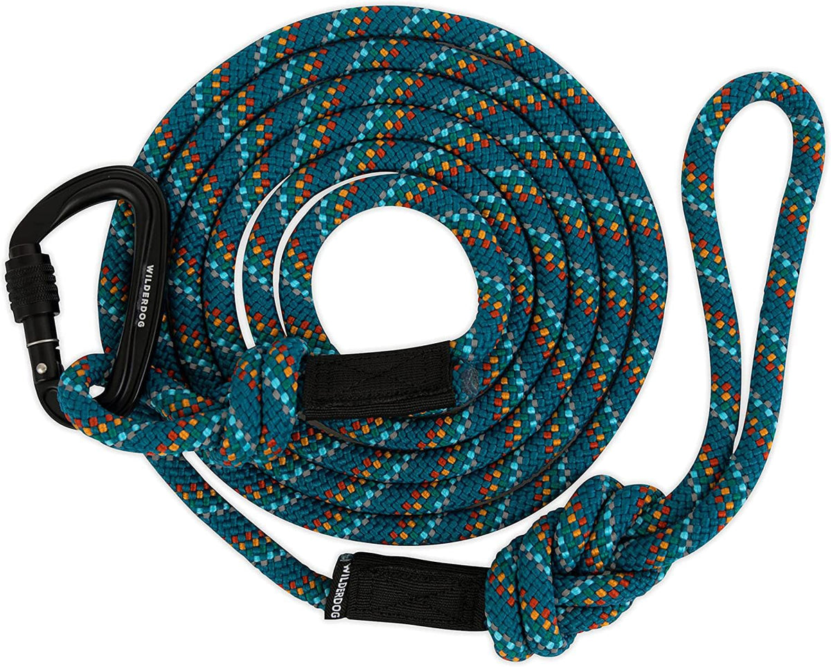 Wilderdog Small Carabiner Climbing Rope Dog Leash For Small & Medium Dogs - 5Ft - Pacific Blue - 1Ct