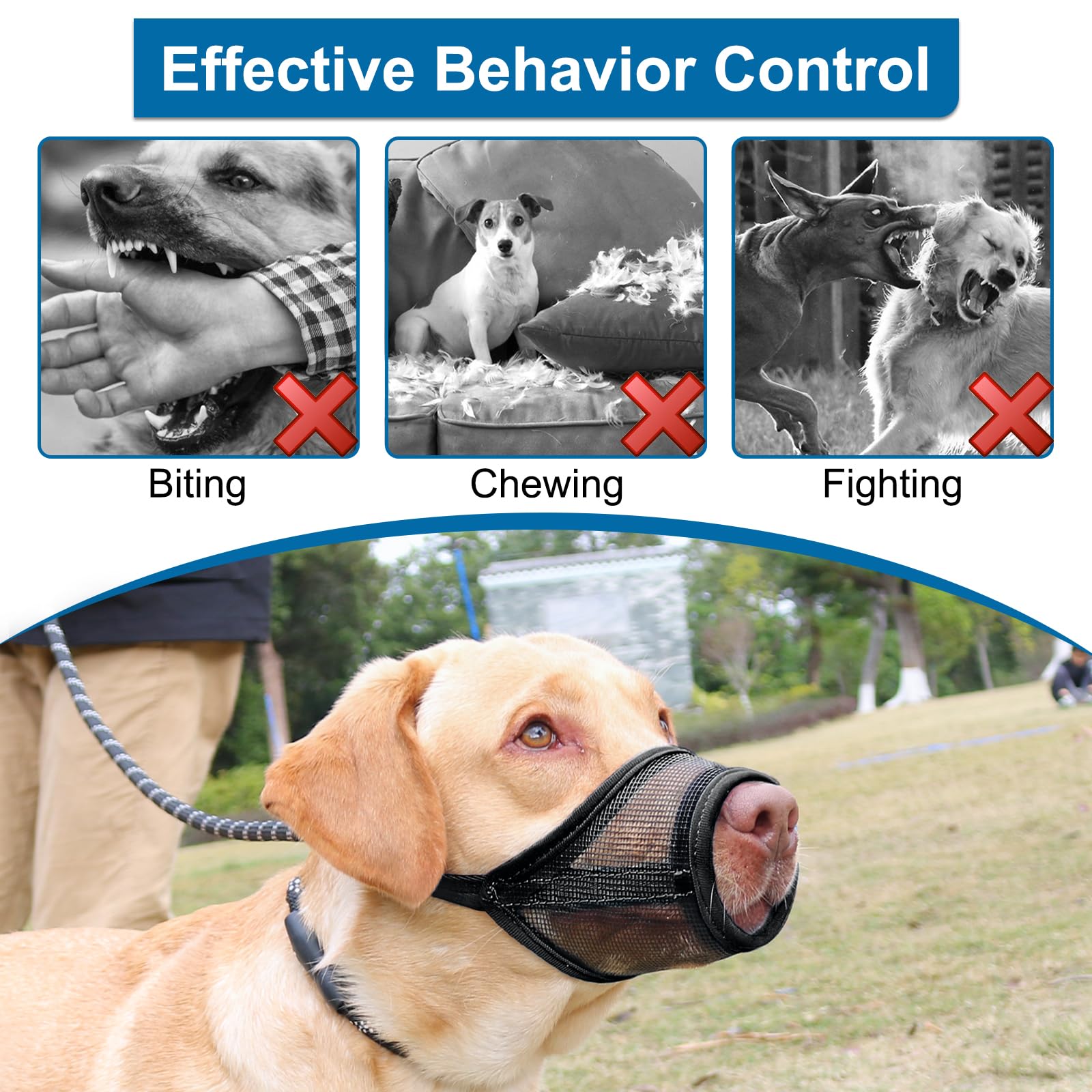 Luckypaw Dog Muzzle, Mesh Muzzle For Small Medium Large Dogs, Soft Dog Muzzle To Prevent Biting Chewing, Drinkable Breathable Ad