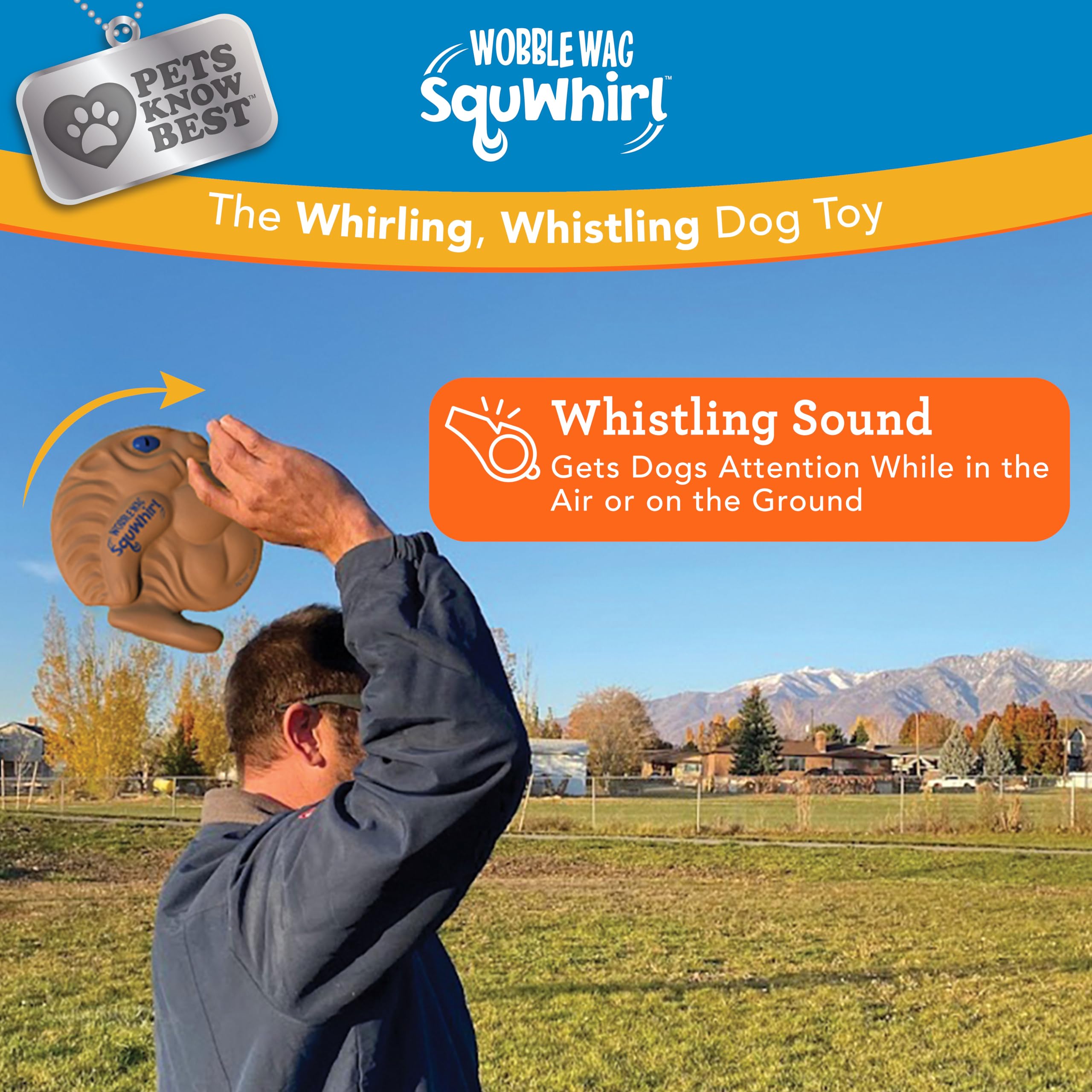 Pets Know Best Squwhirl- The Whirling Whistling Interactive Frisbee Dog Toy, Outdoor Frisbee For Fetch