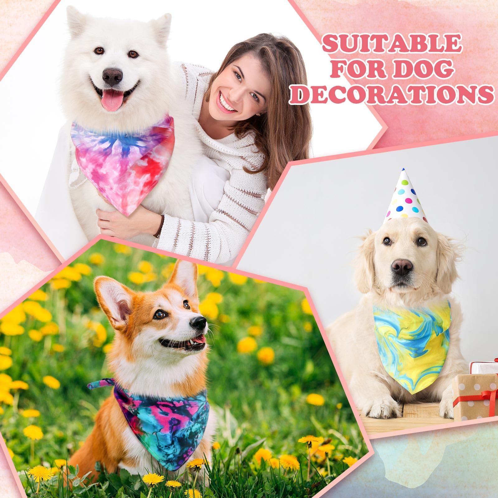 Huhumy 150 Pcs Dog Bandanas Bulk Pet Bibs Colorful Triangle Scarf Pet Bandanas For Medium Large Dogs Spring Summer Birthday Cost