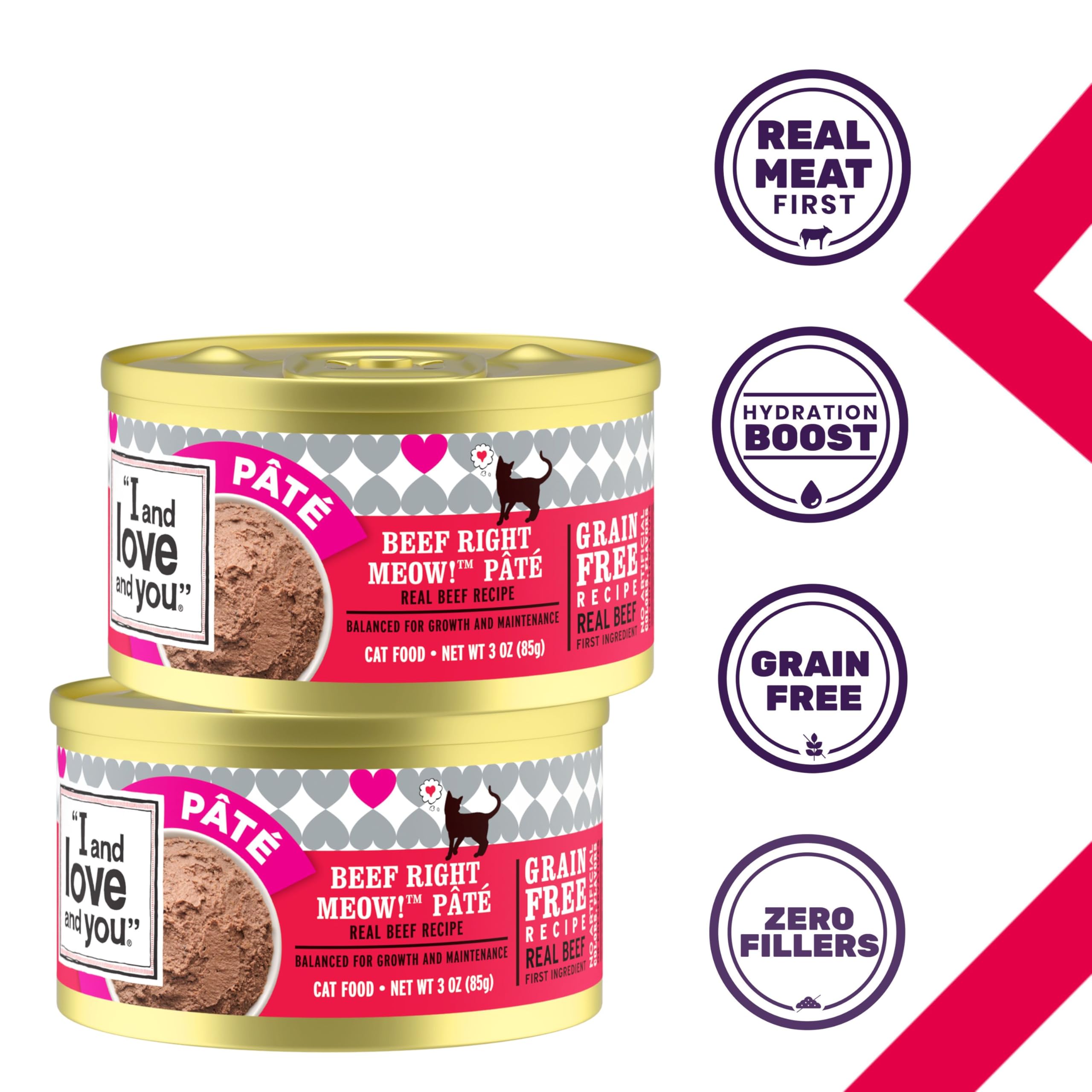I and love and you Wet Cat Food - Beef Right Meow Pt   - Beef Recipe, Grain Free, Filler Free, 3oz Pack of 24 Cans
