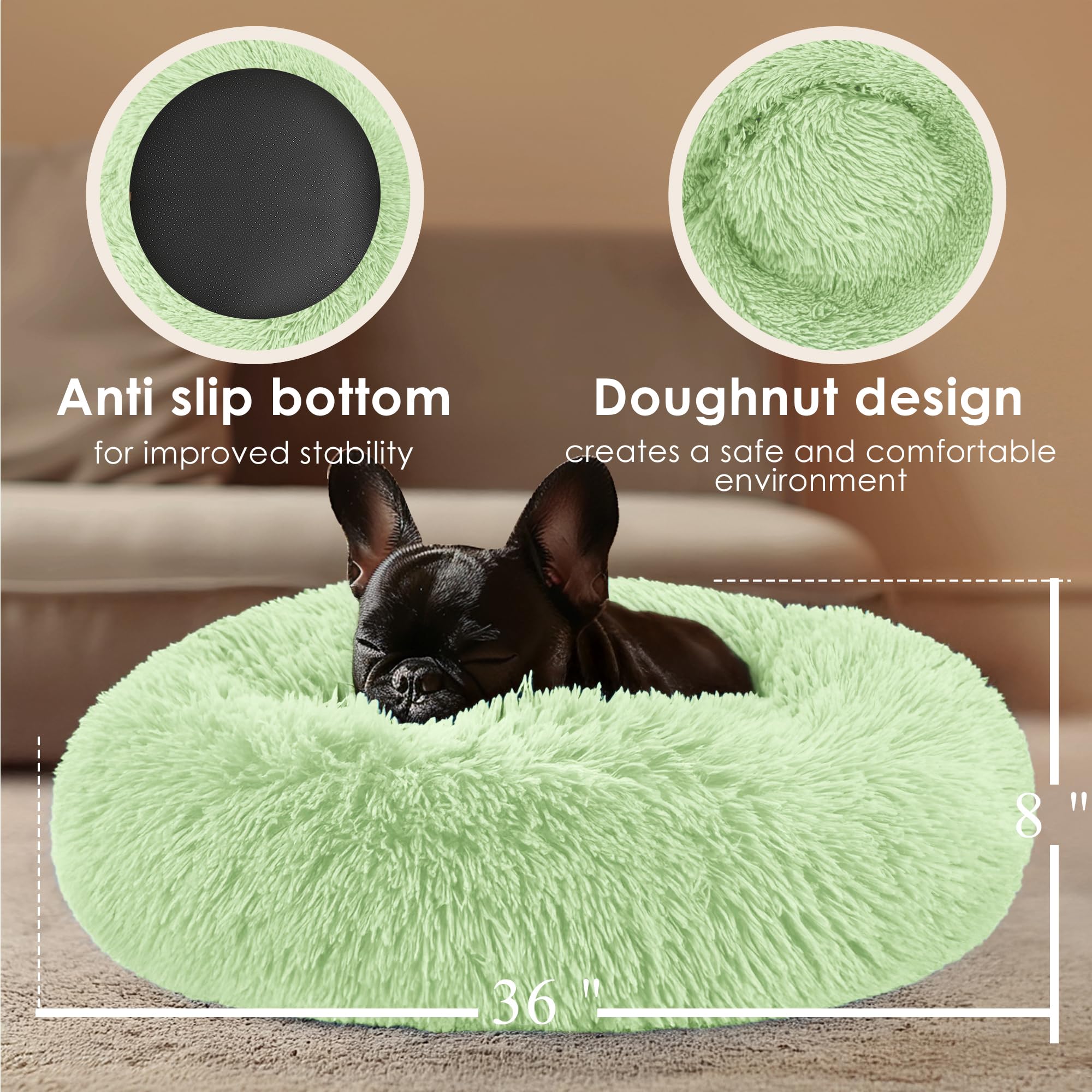 Extra Large Dog Beds, 36 Inch Human Dog Anxiety Relief Comfort Bed, Indestructible & Chew Proof Pet Beds (Green)