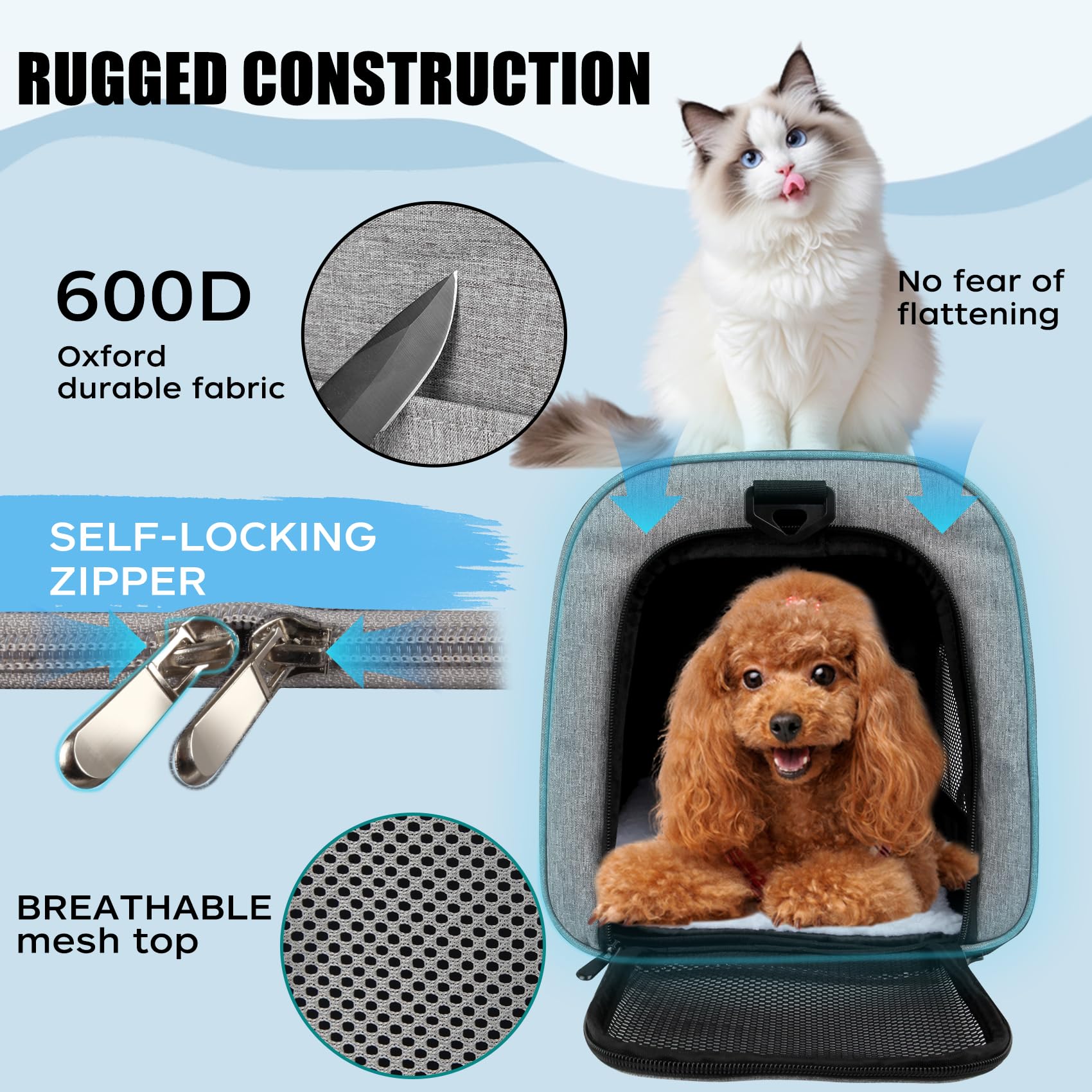 Yipincover Carriers Soft-Sided Large Pet Carrier For Cats Dogs Small Animals Up To 35Lbs,Top Load Carrier,Ventilated Design,Port