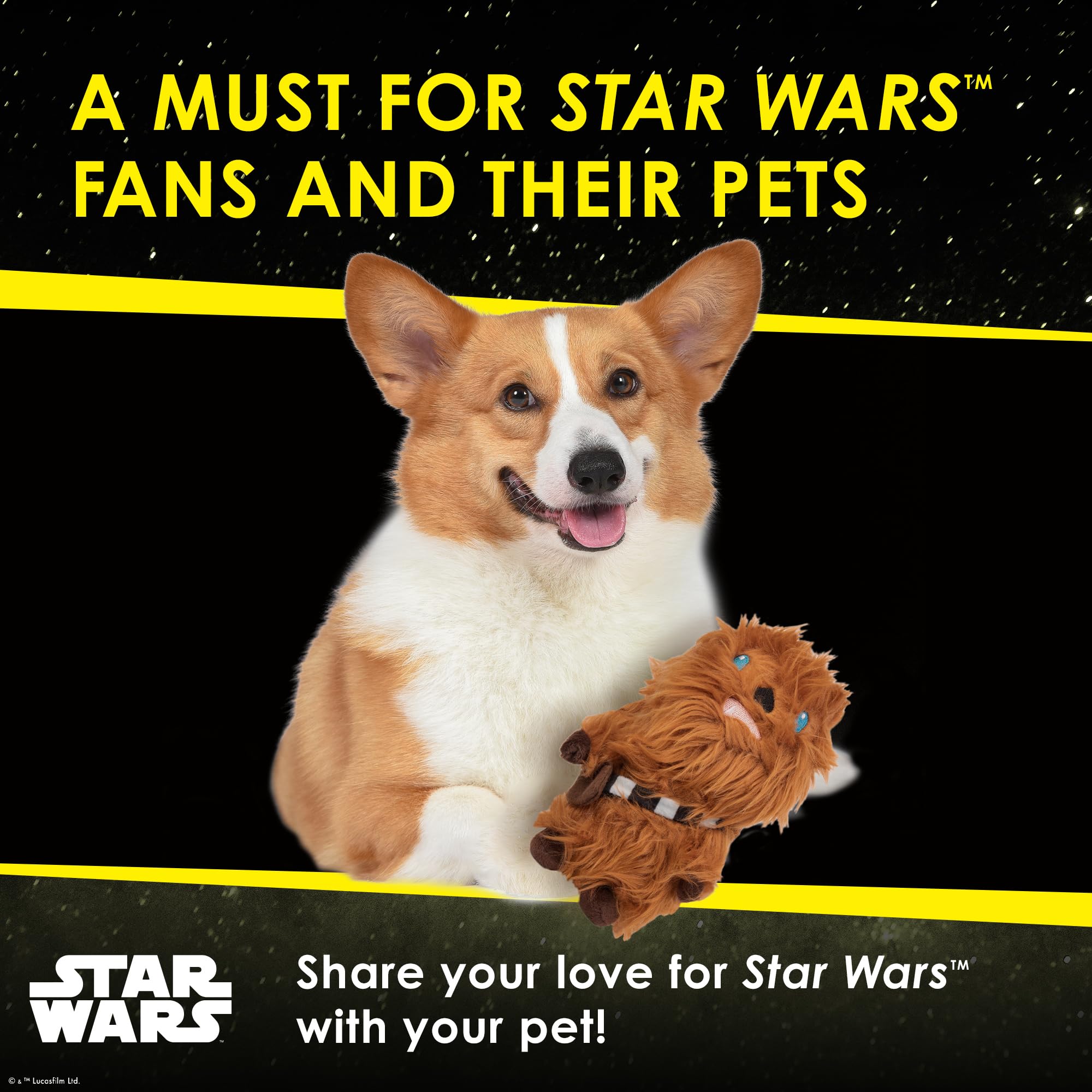 Star Wars for Pets Plush Chewbacca Figure Dog Toy | Soft Star Wars Squeaky Dog Toy | Large | Adorable Toys for All Dogs, Officia