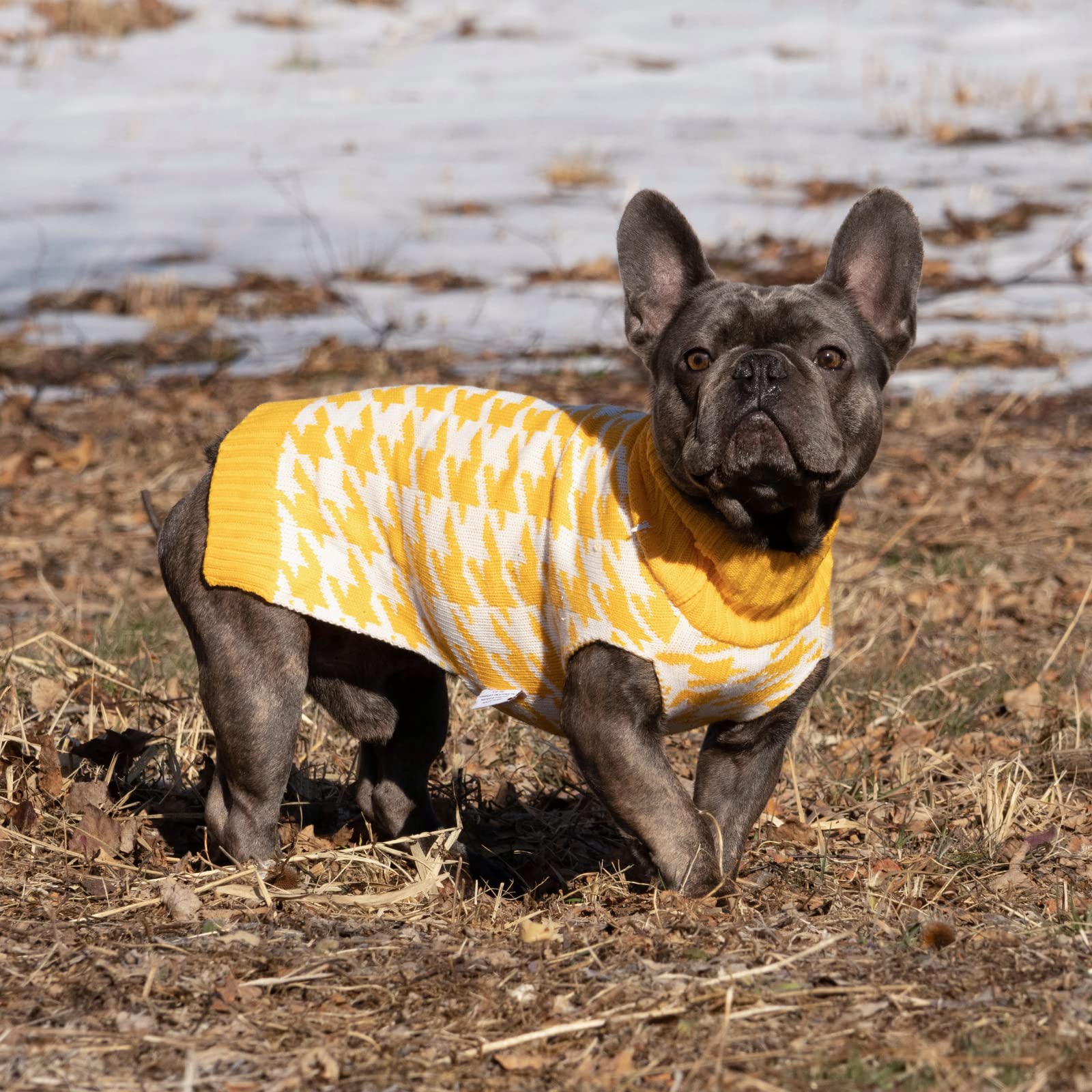Cutebone Turtleneck Dog Sweater For Medium Dogs Houndstooth Pet Winter Clothes Pullover Sweater Cat Clothes