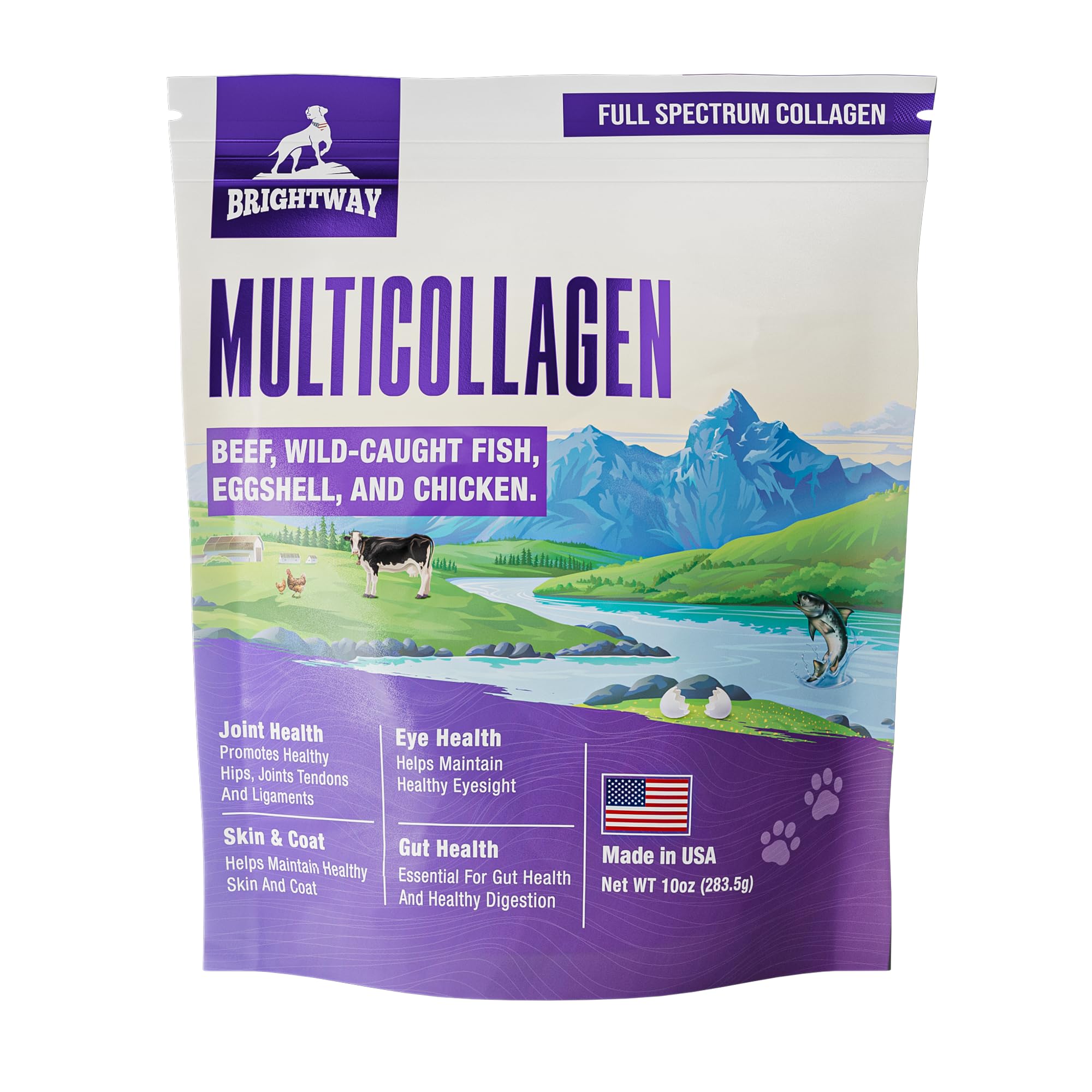 Multi-Collagen Peptide Daily Liquid Collagen for Dogs, Dog Collagen, Eggshell Powder Membrane for Dogs - Arthritis, Skin & Coat 