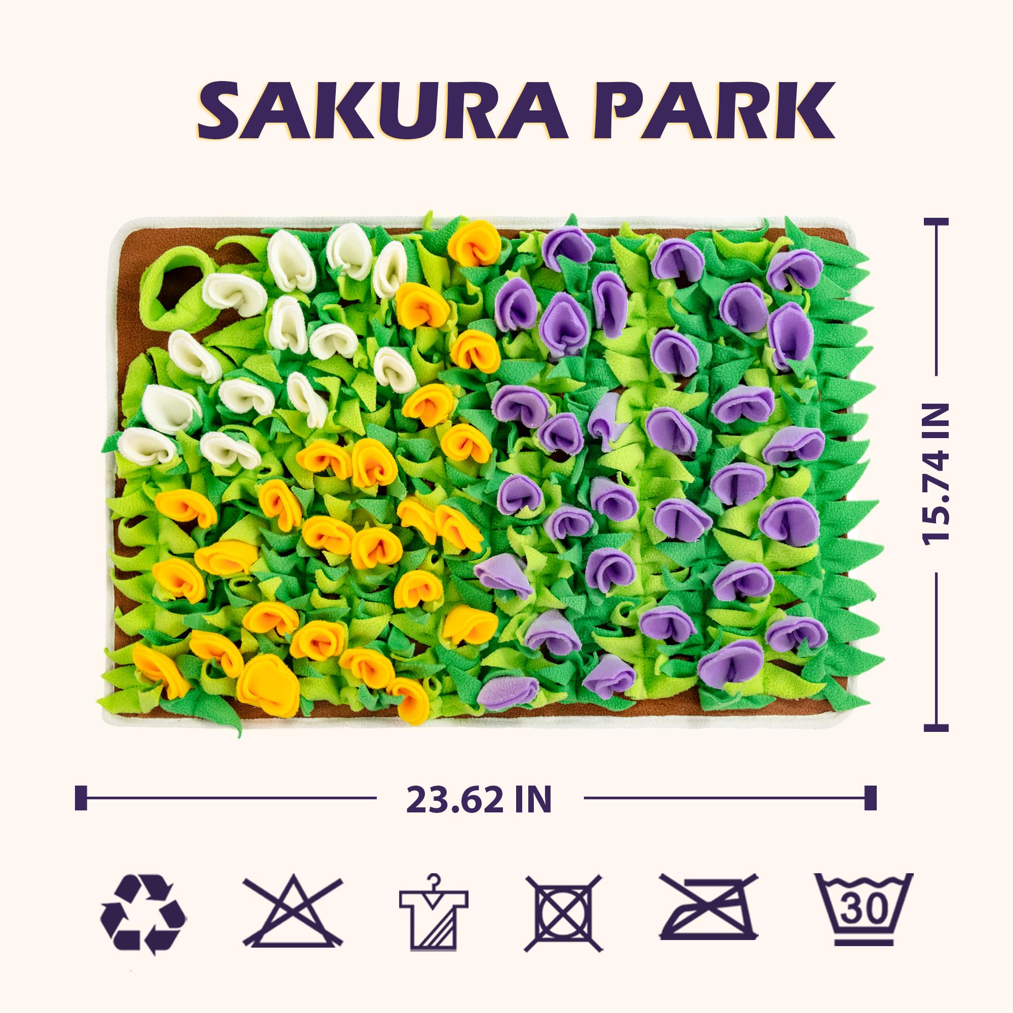 MHTTEC Snuffle Mat for Dogs Tulip Sniffing Mats for Puppy 23.62'' x 15.75'' Nosework Feeding Mat Polar Fleece Interactive Dog Sl