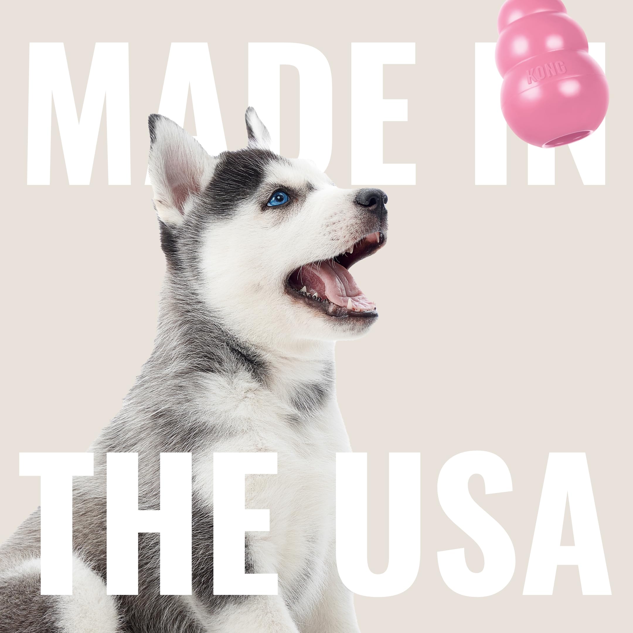 KONG Puppy Teething Rubber Chew Toy - Stuffable Fetch Toy for XS Puppies - Pink - Durable, Safe, Perfect for Chewing and Playtime