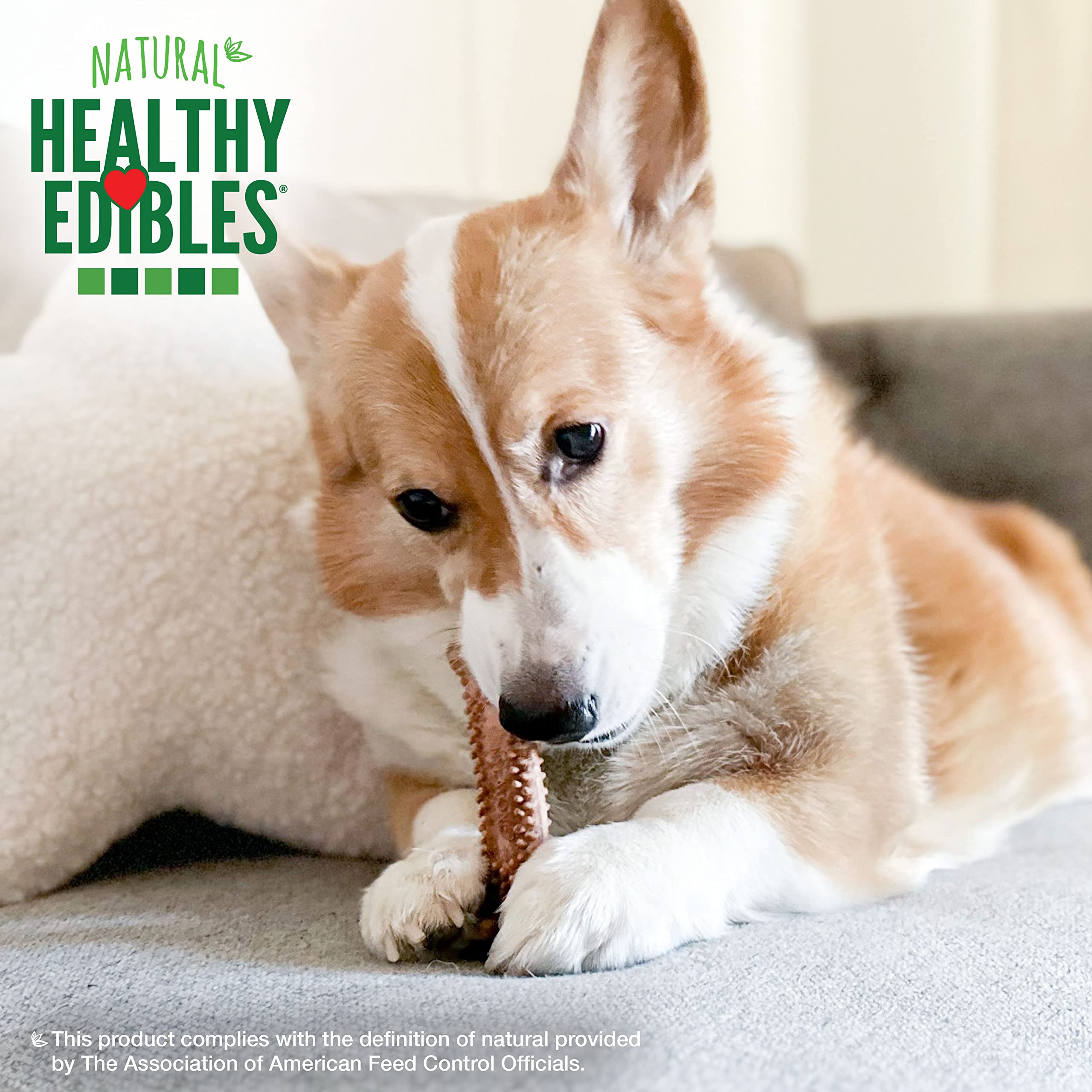 Nylabone Healthy Edibles Natural Dog Chews Long Lasting Meaty Center Beef Flavor Treats for Dogs, Small (4 Count)
