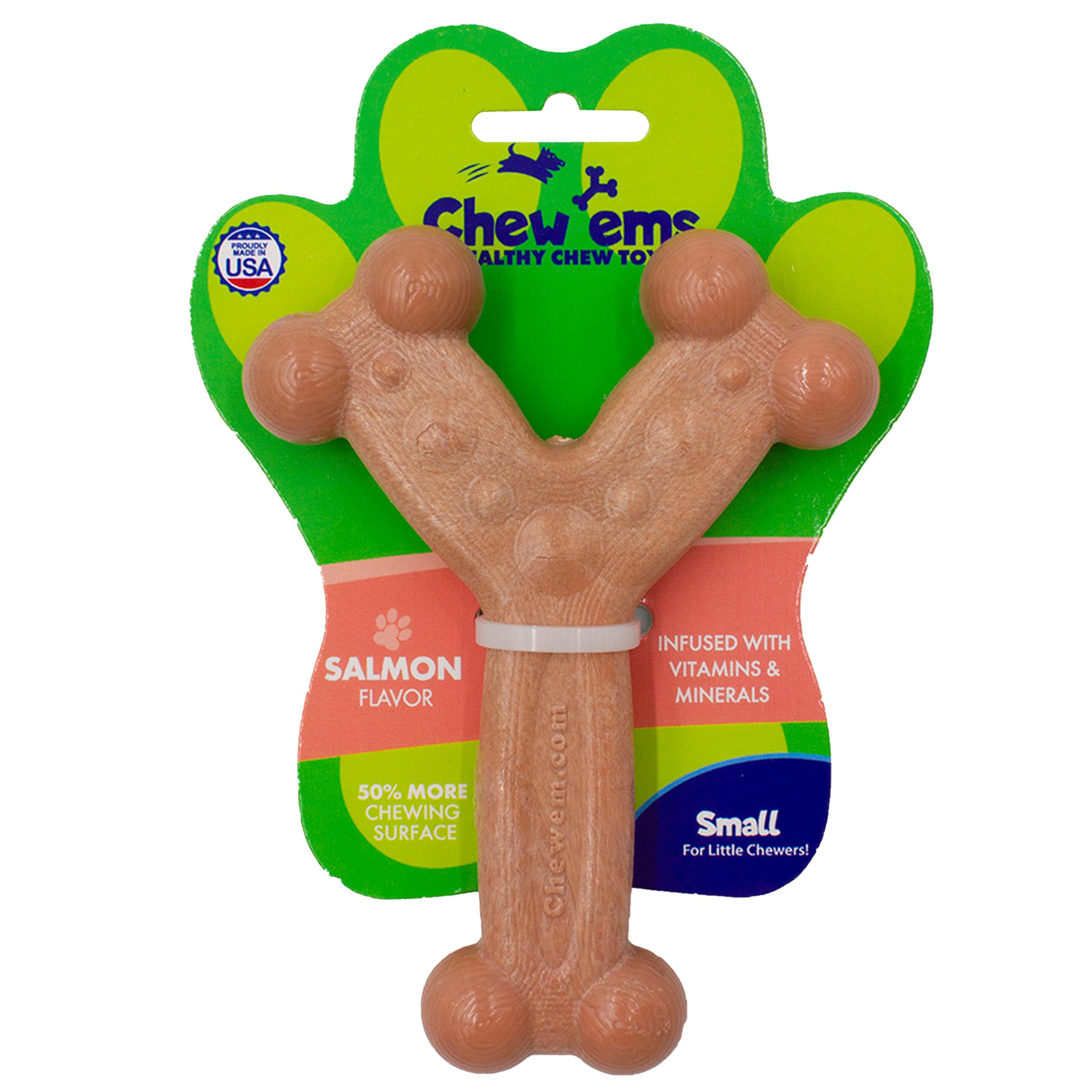 Chew'Ems Durable Chew Toys For Small Dogs | Long-Lasting & Flavorful Chew Dog Toys, Small Dog Breeds | Salmon-Flavored