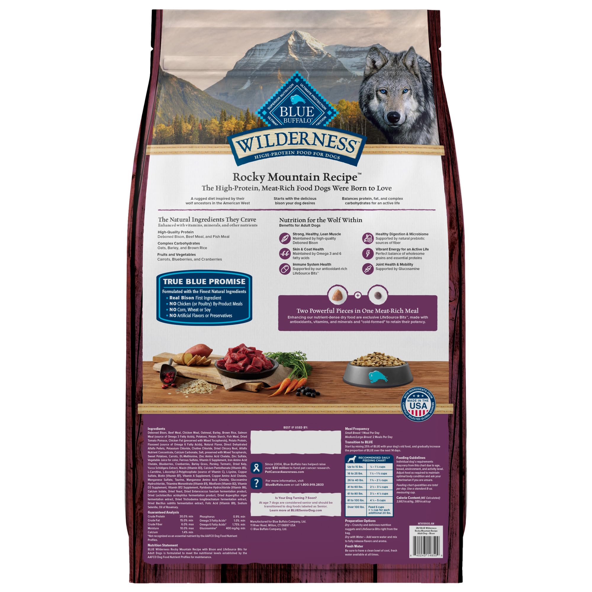 Blue Buffalo Wilderness High-Protein Adult Dry Dog Food, Bison, 28-lb Bag, Natural Ingredients, Made in the USA