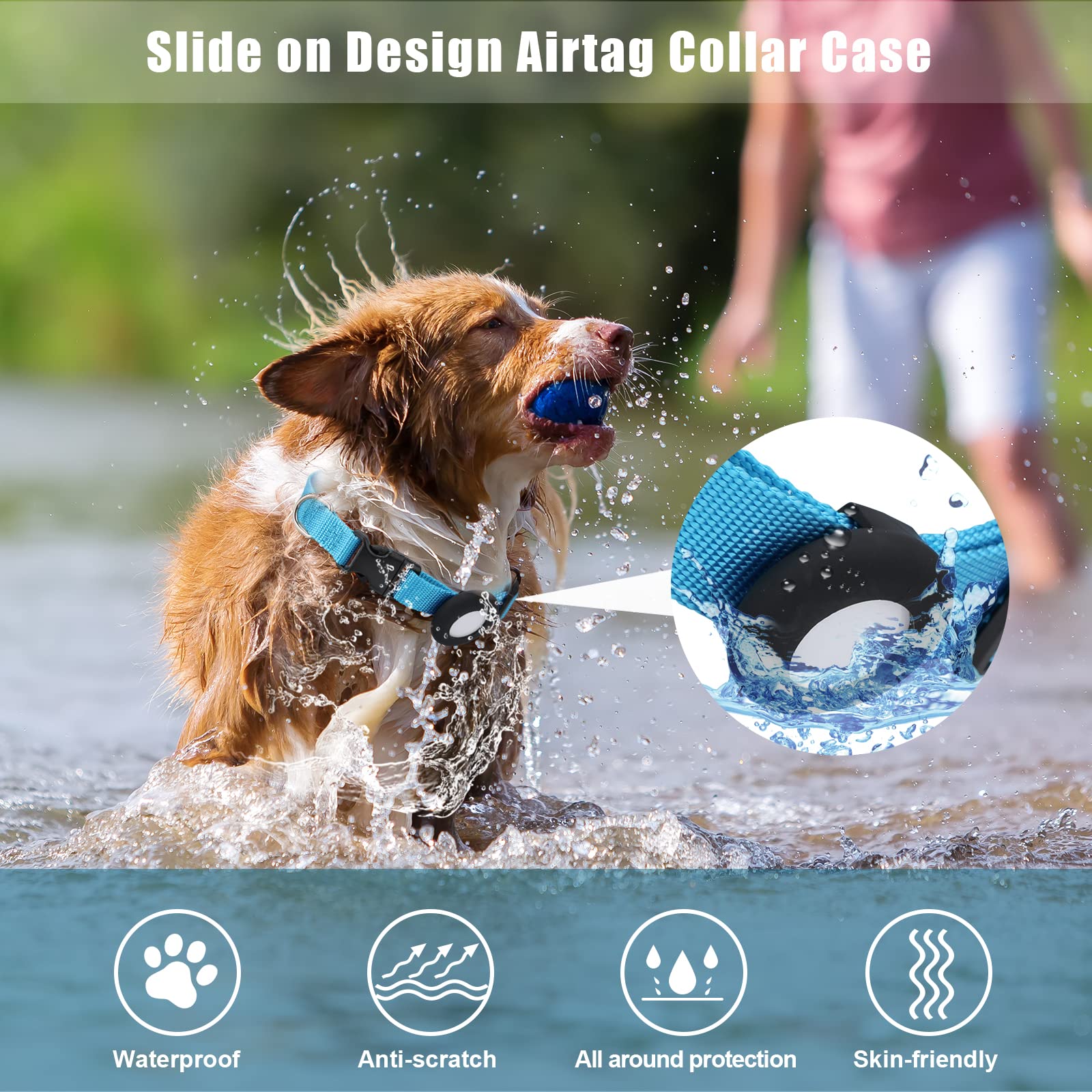 Compatible With Airtag Dog Collar, Adjustable Air Tag Dog Collar With Durable Quick Snap Buckle, Imitation Nylon Dog Collar With Waterproof Apple Airtag Holder For Small Dogs (S(6'-16'), Blue)