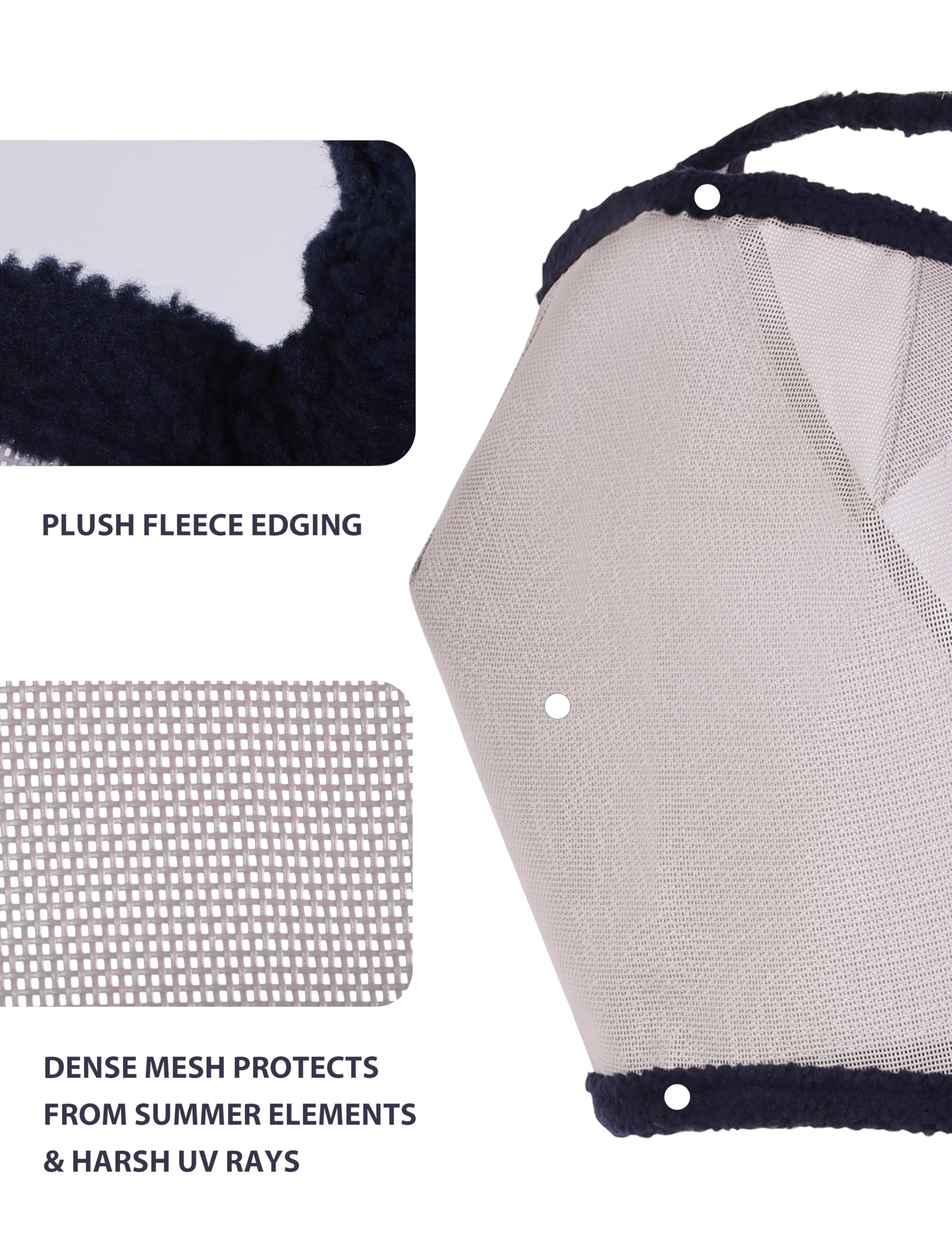 Harrison Howard All Round Mesh Horse Fly Mask UV Protective with Fleece Padded Edging Original Grey M