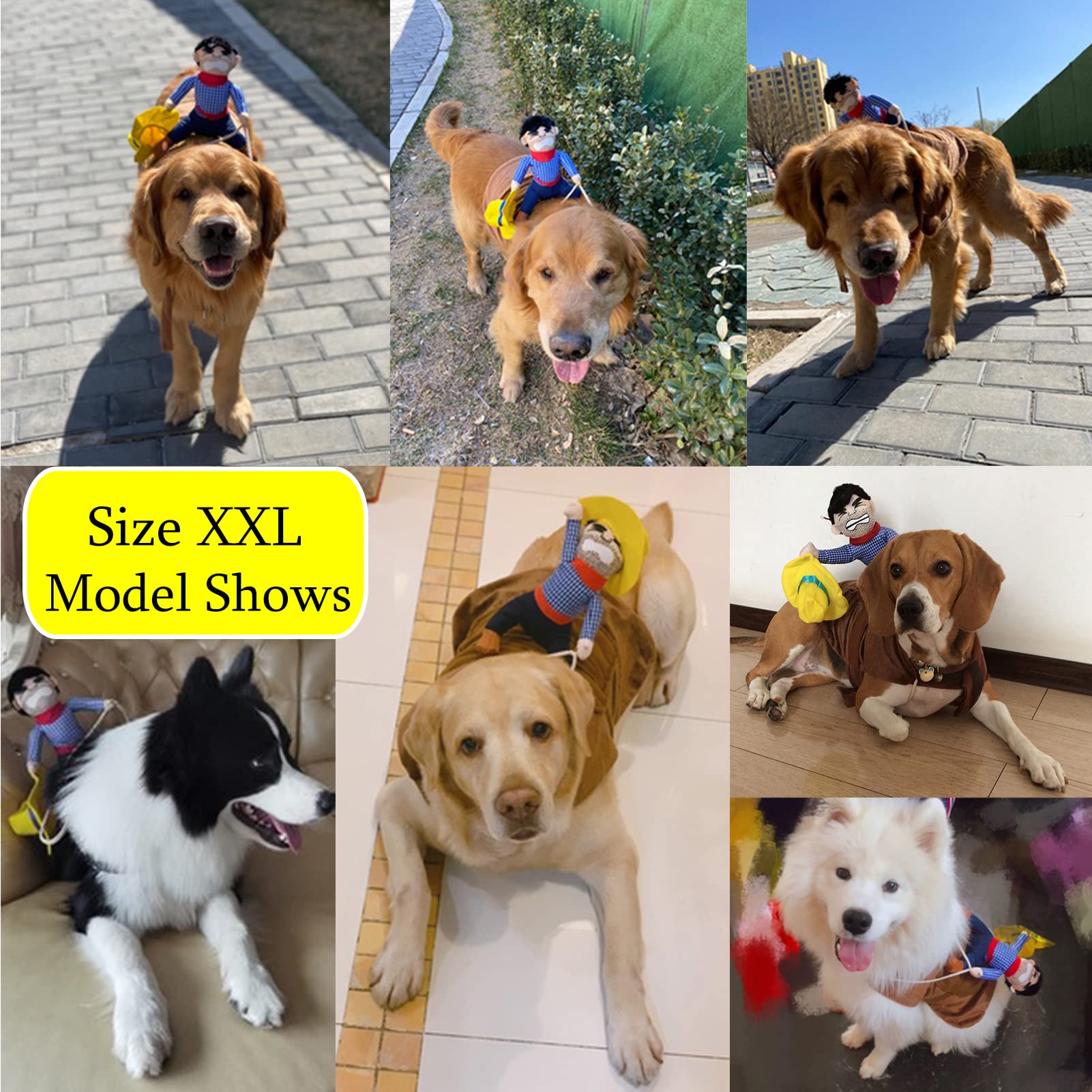 Seis Pet Riding Costume Novelty Pet Supplies Cowboy Rider Horse Riding Designed Dog Apparel Party Dressing Up Clothing Halloween (Xxl)
