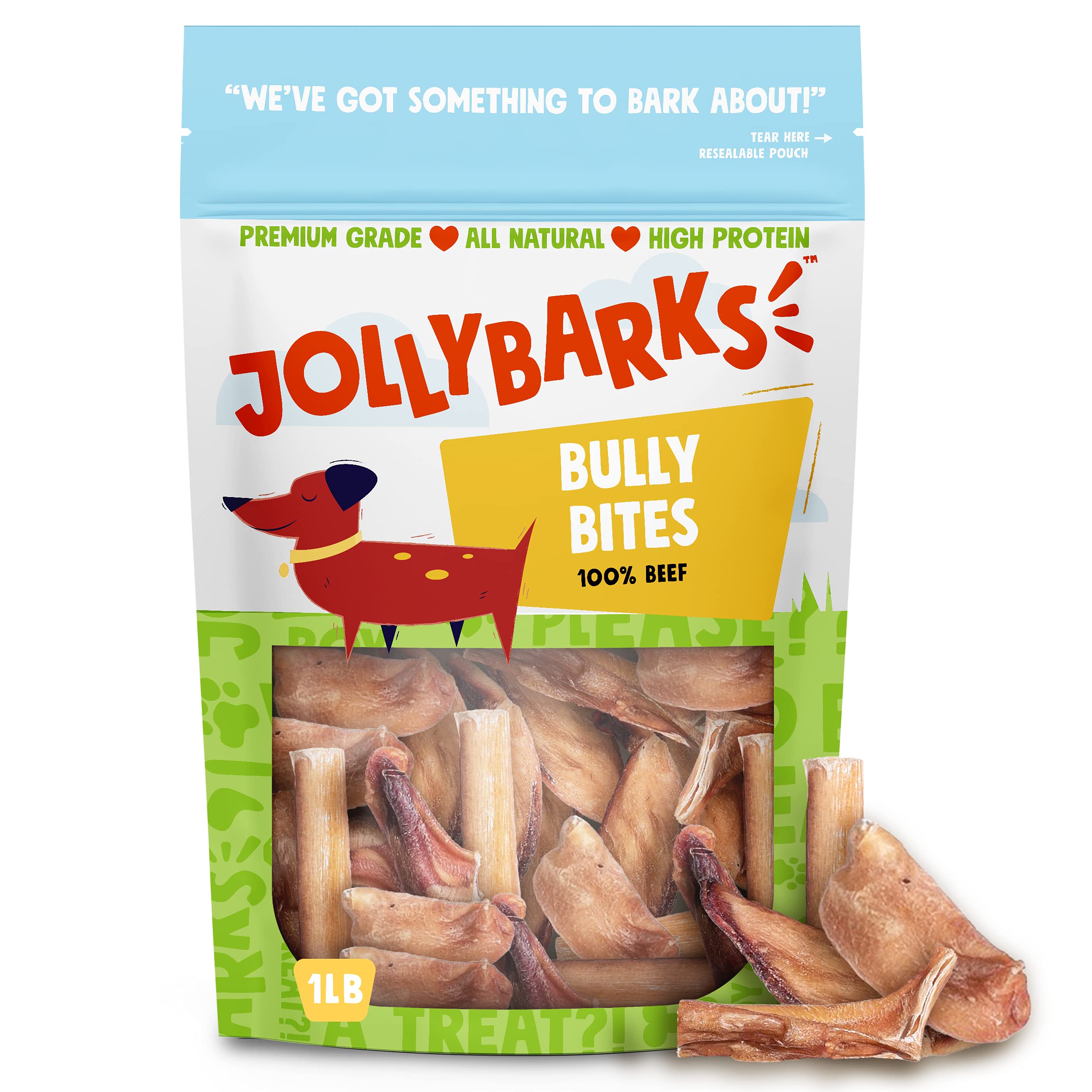 Jolly Barks Bully Bites Pizzle Sticks for Dogs  Mini Bully Sticks for Dogs  All Natural Single Ingredient Dog Treat (1lb Bag)
