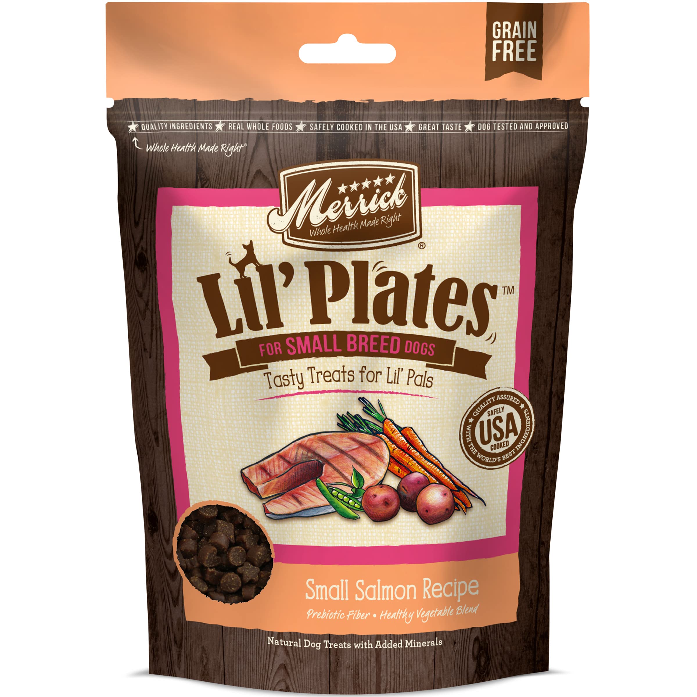 Merrick Lil Plates Small Salmon Recipe Grain Free Small Breed Dog Treats - 5 oz. Pouch
