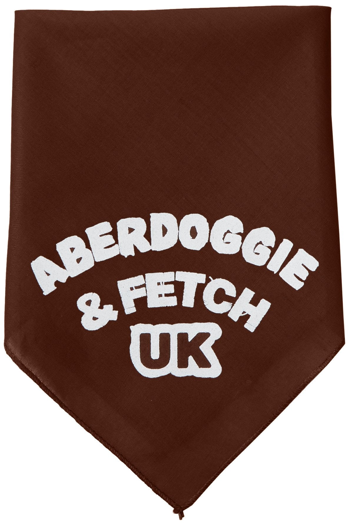 Pet and Dog Bandana Screen Printed, &quot;Aberdoggie & Fetch UK&quot; Cocoa Small