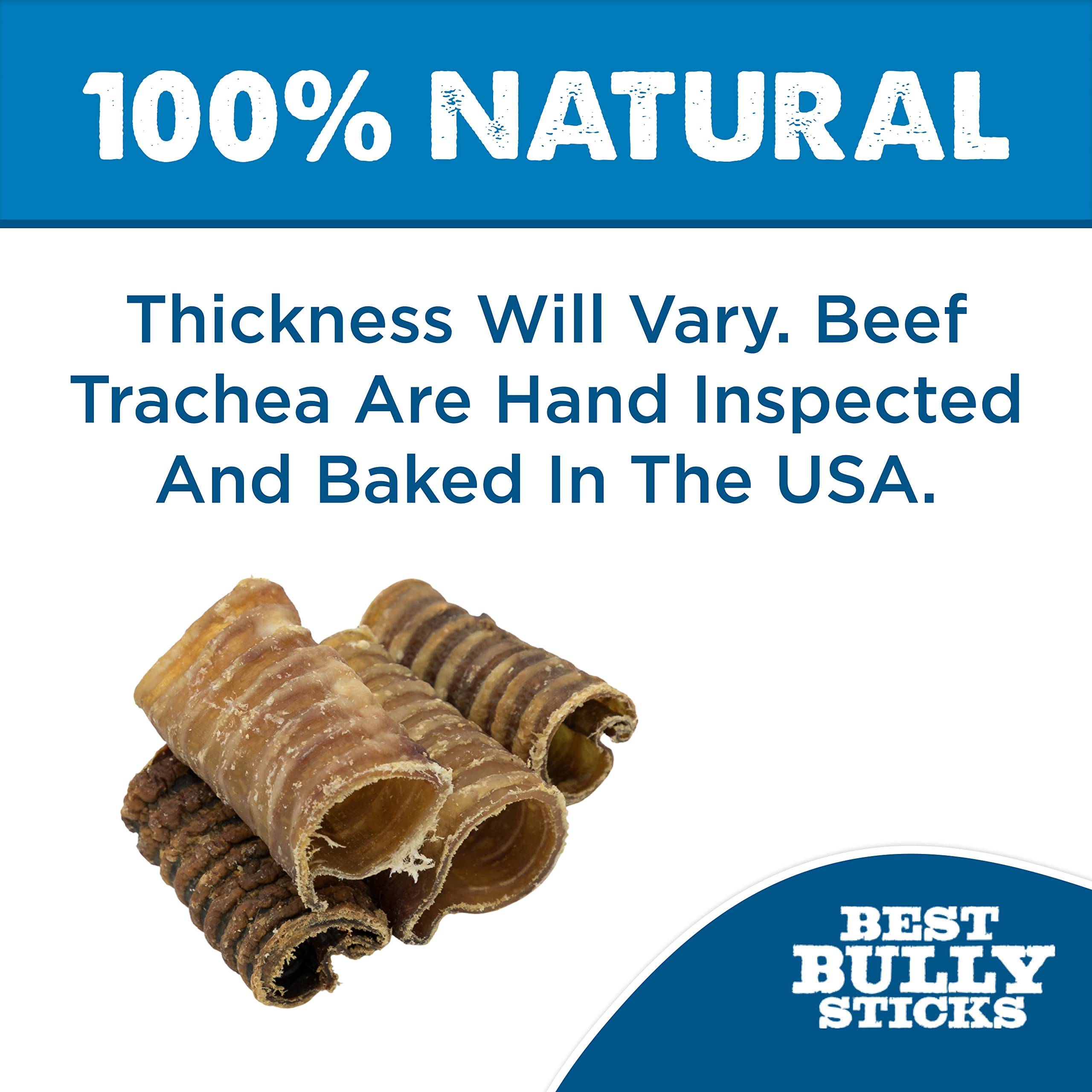 Best Bully Sticks Premium 3 Inch Beef Trachea - 50 Count (Pack of 1) - All-Natural, Grain-Free, Single-Ingredient Treat, Support