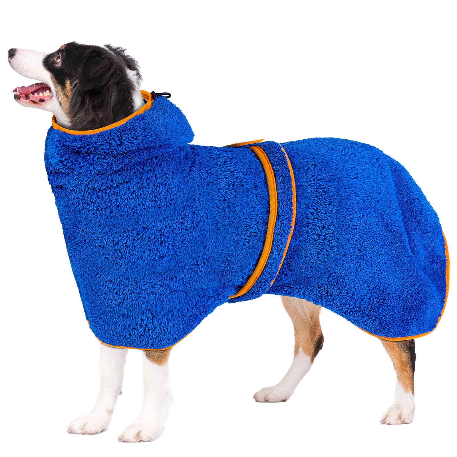 Bienbee Soft Dog Bathrobe,Super Absorbent & Quick-Drying Dog Robe With Hood, Cozy Drying Coat For After Bath, Blue Xxl