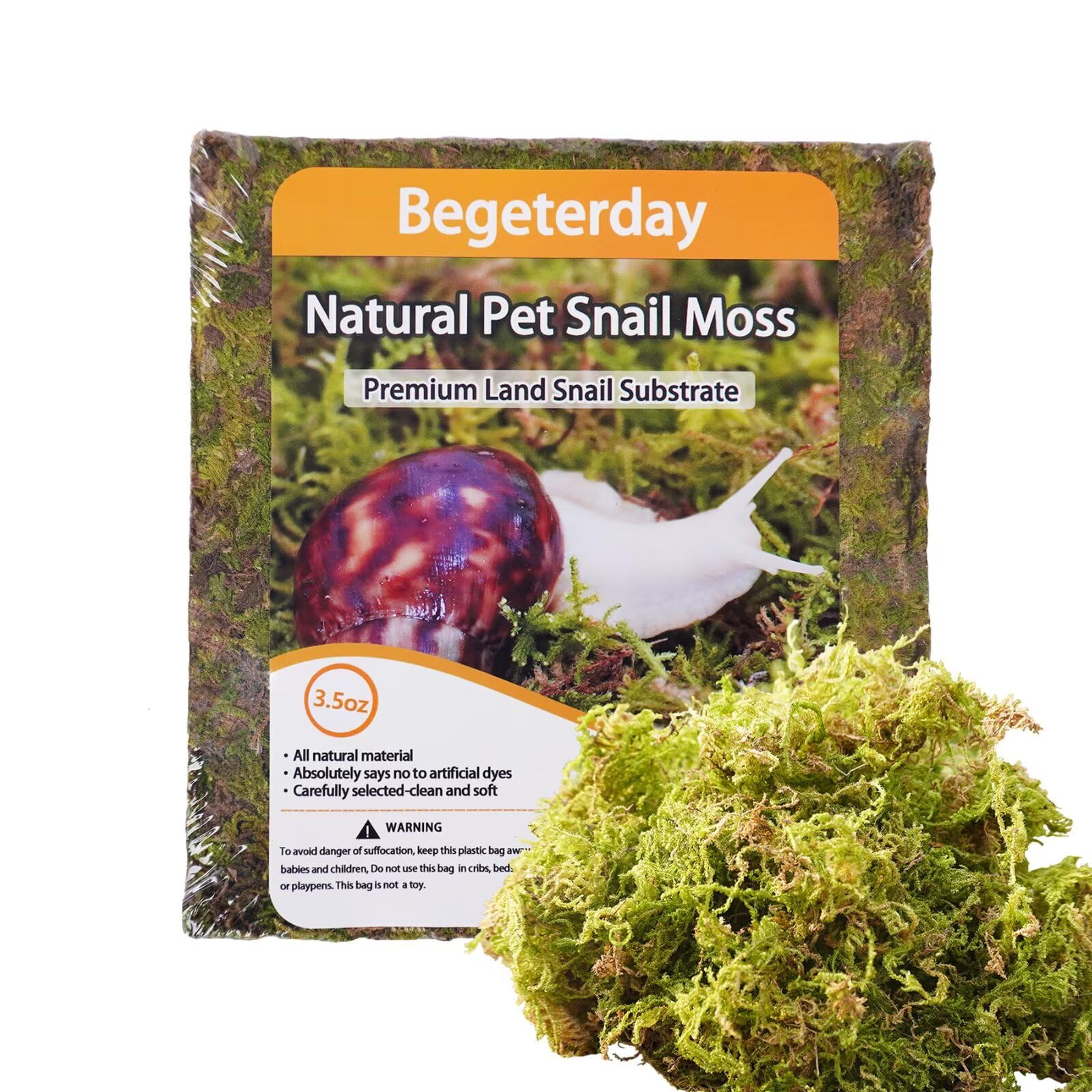 Begeterday Natural Moss for Pet Snails, Perfect Pet Snail Supplies for Maintain The Humidity Levels in The Enclosure