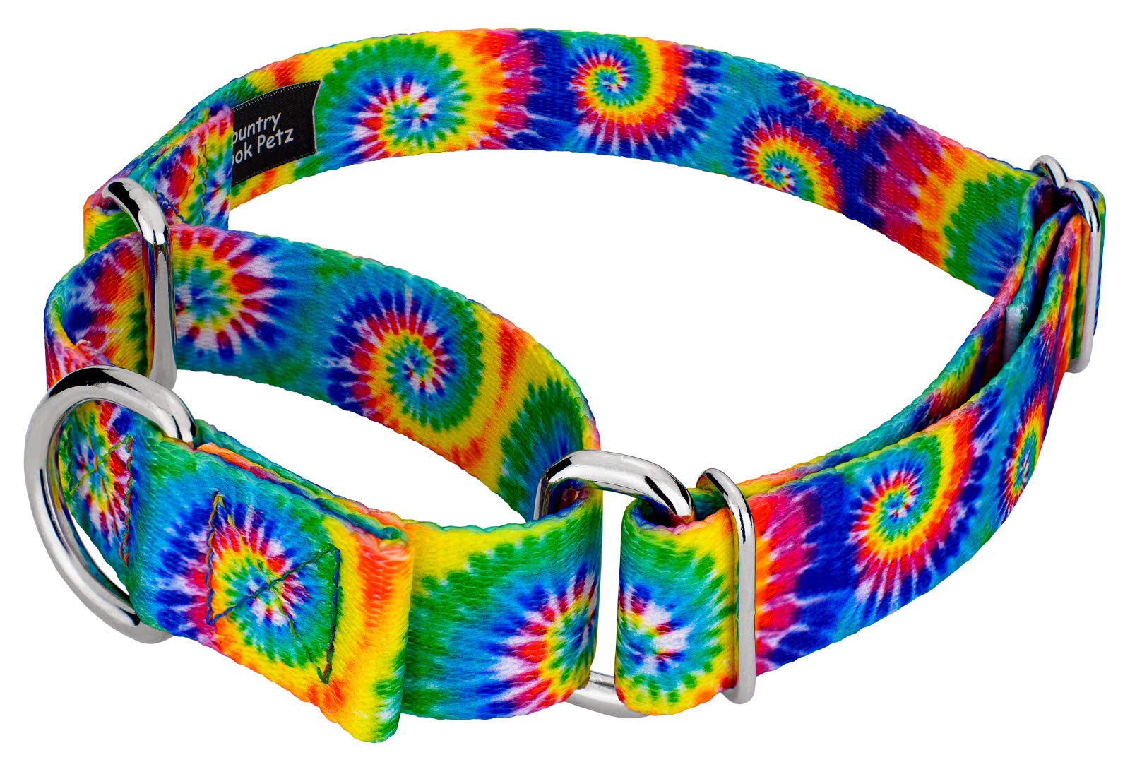 Country Brook Petz - Classic Tie Dye Martingale Dog Collar - Groovy Collection Featuring Far Out Designs (1 Inch, Large)