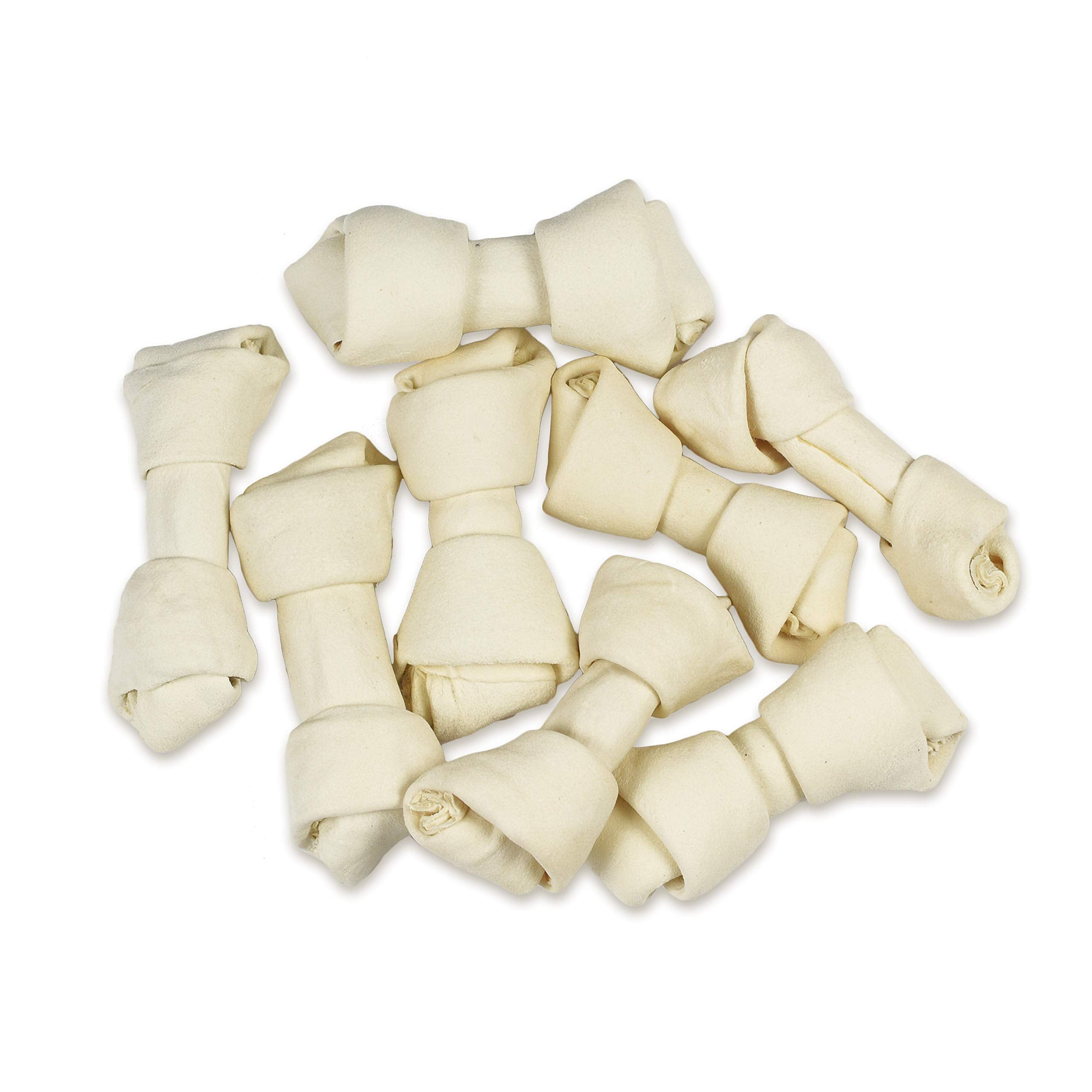 hotspot pets 4-5 Inch Rawhide Dog Chew Bones - Choice of 10, 20, 30 Packs - from Grass Fed Brazilian Cows - Promotes Dental Hygi