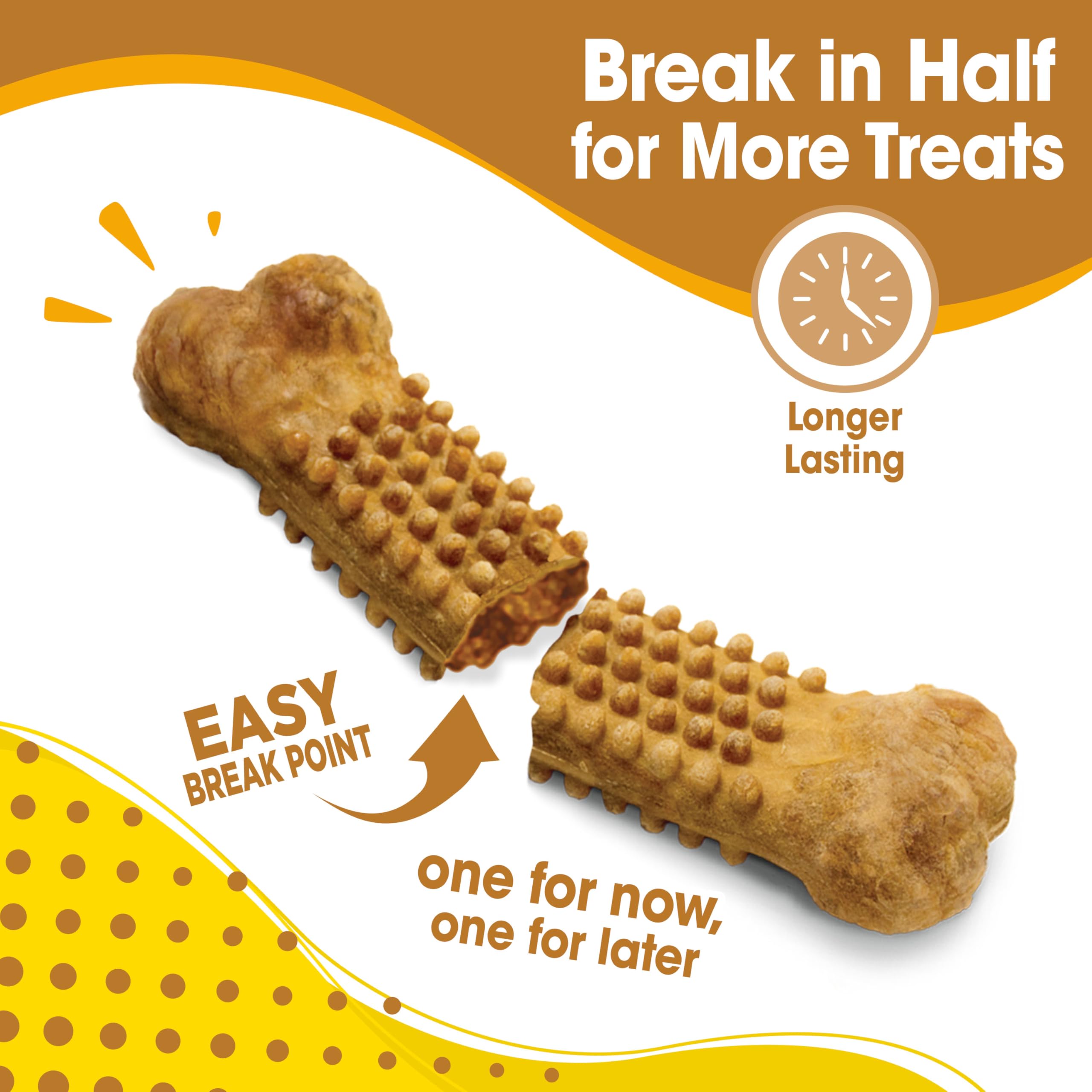 Nylabone Nubz Peanut Butter Dog Chew Treats - Breath Freshener, Dental Chews for Large Dogs, 2.1 lb, Made in USA (18 Count)