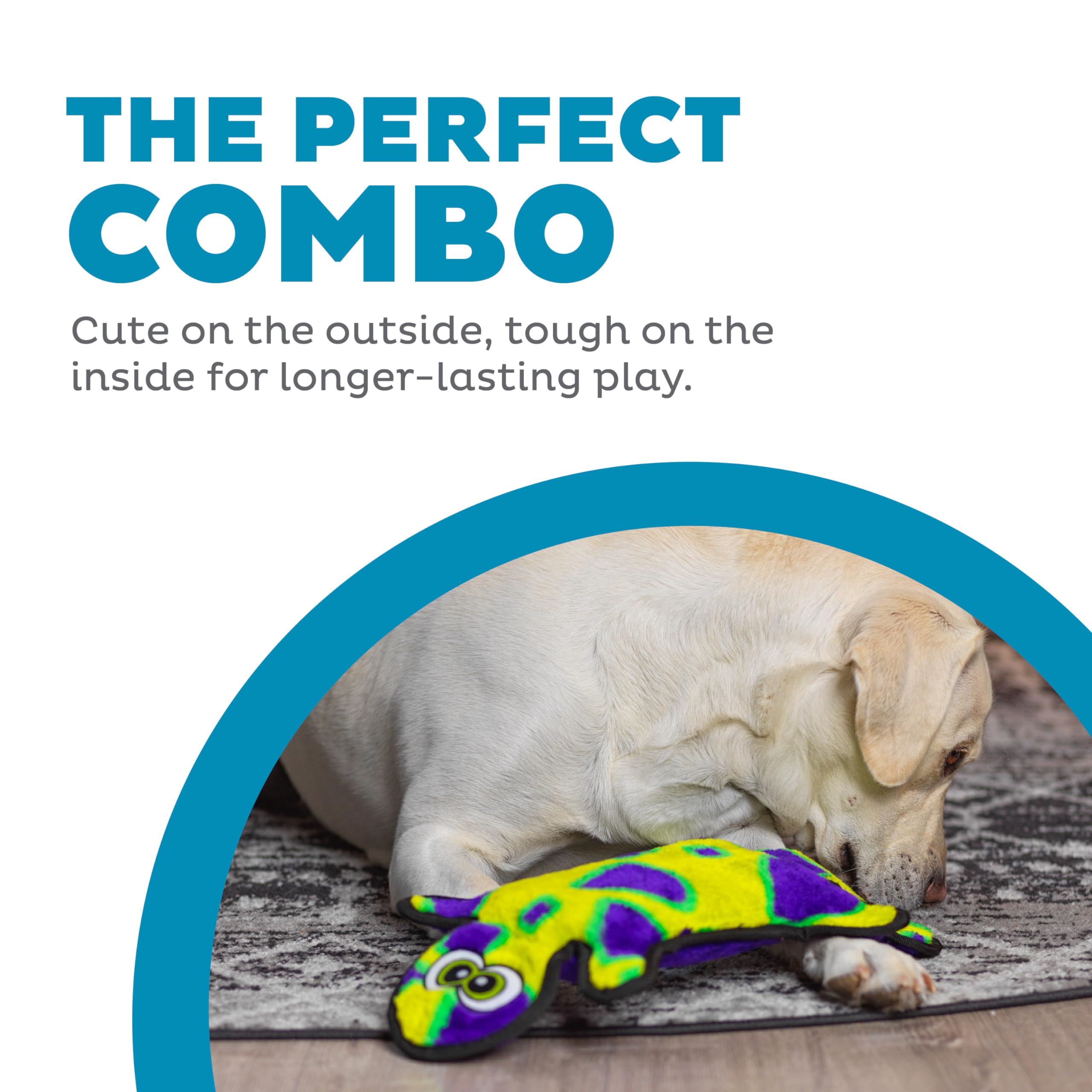 Outward Hound Tough Plush Squeaky Dog Toy, Gecko, Large, Green, Model 32072, Durable Polyester Material