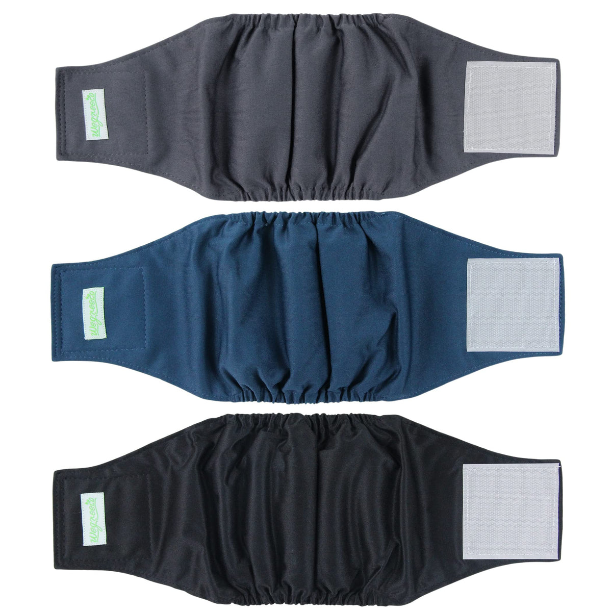 Wegreeco Washable Dog Diapers - Washable Male Dog Belly Wrap - Pack Of 3 - (Black, Charcoal, Navy, Medium)